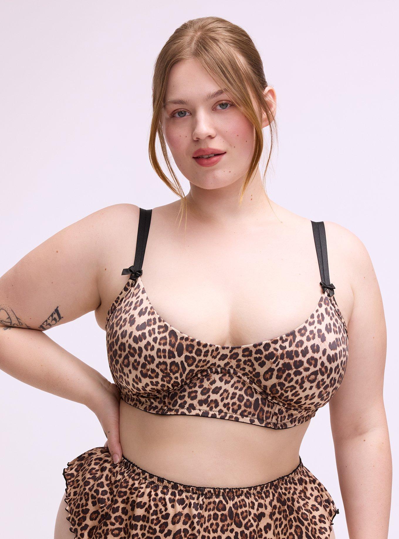 Shine Underwire Longline Lingerie Bra, FIFTIES LEOPARD SMALL NEUTRAL, hi-res