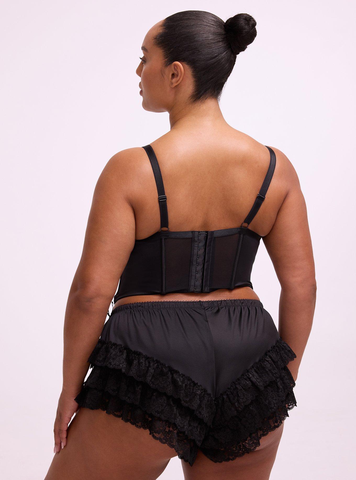 Nightfall Micro Shine & Lace Bustier, RICH BLACK, alternate