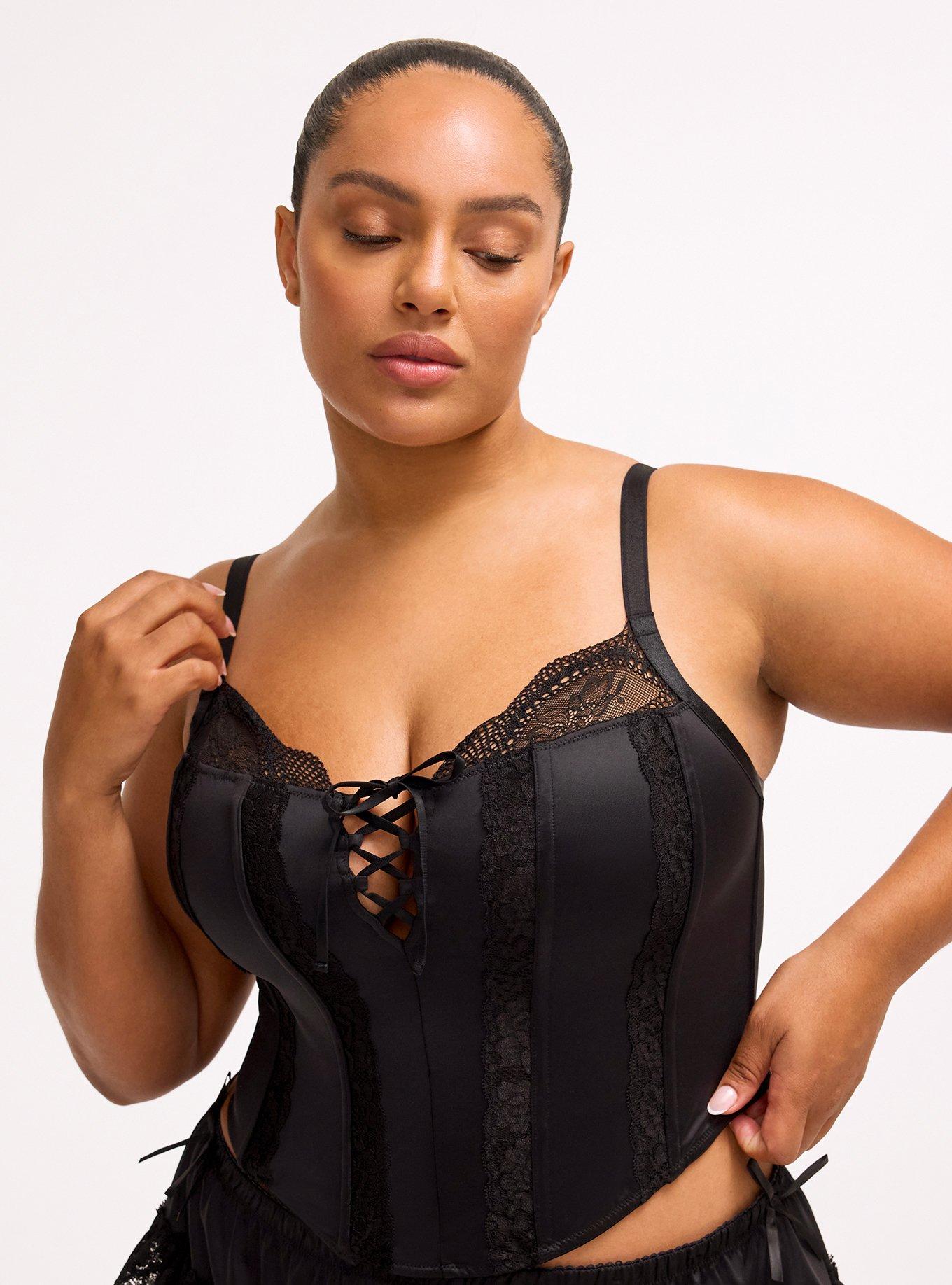 Plus Size - Nightfall Micro Shine & Lace Bustier - Torrid