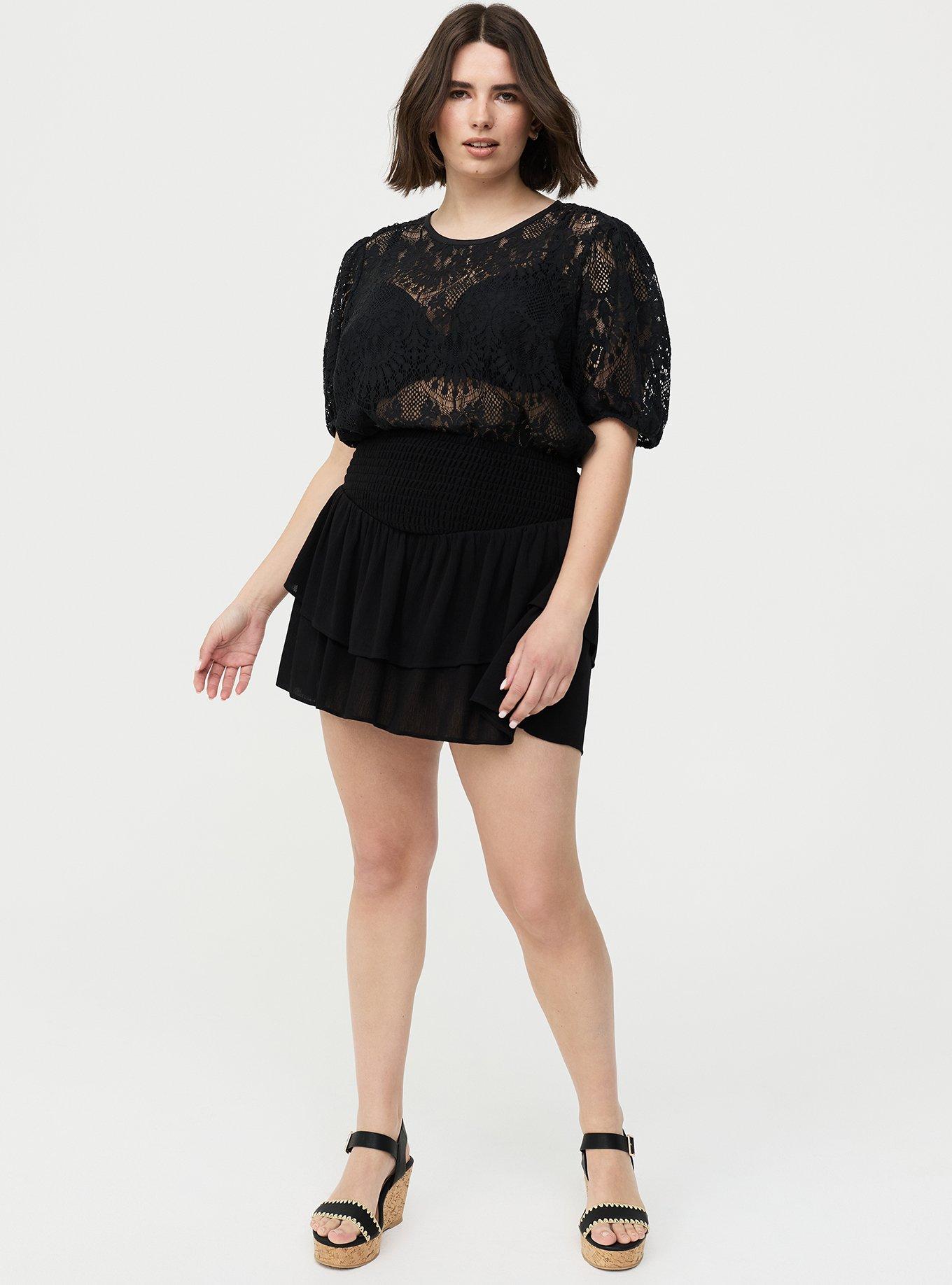 Abbey Lace Puff Sleeve Blouse, DEEP BLACK, alternate