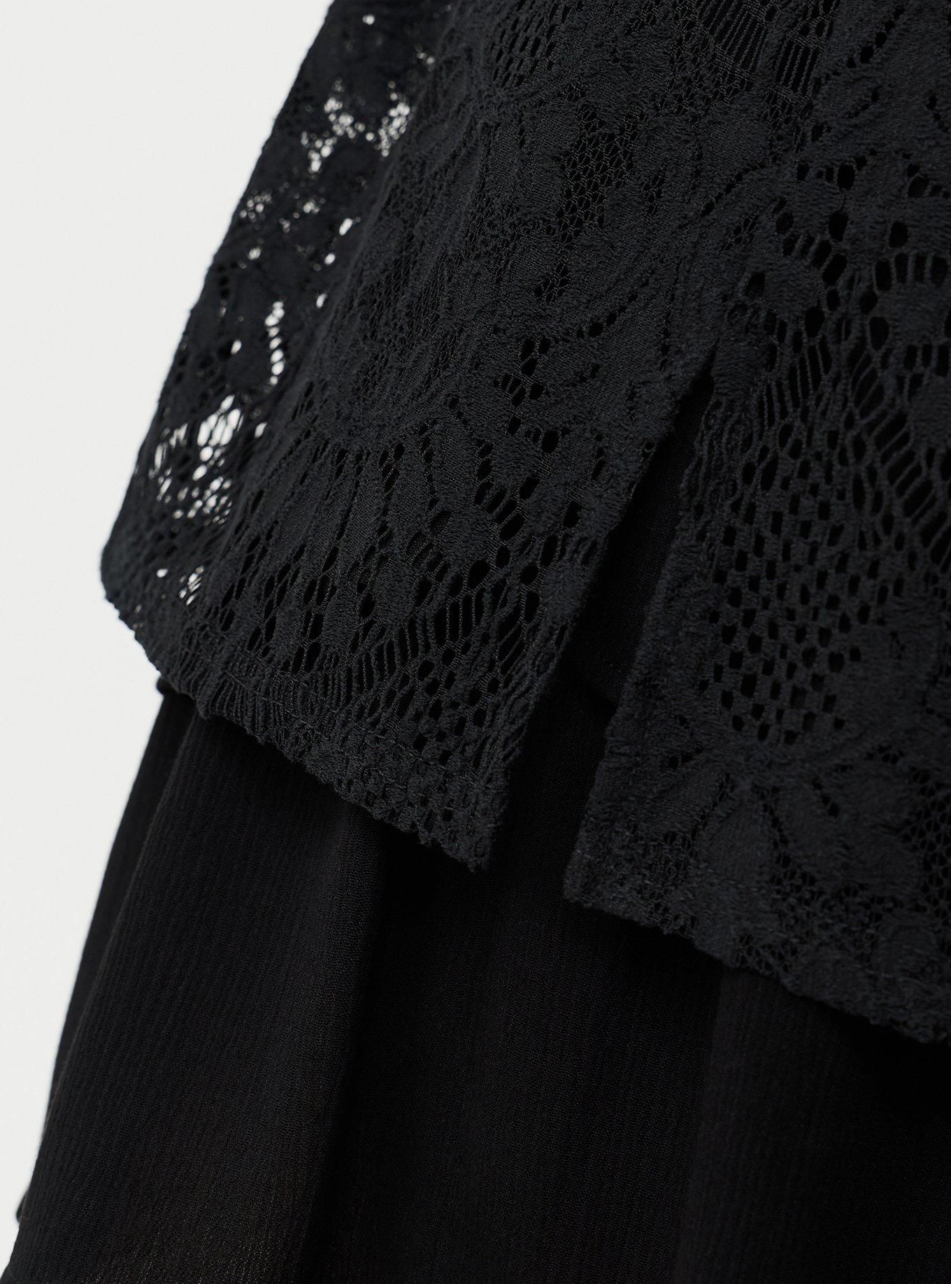 Abbey Lace Puff Sleeve Blouse, DEEP BLACK, alternate