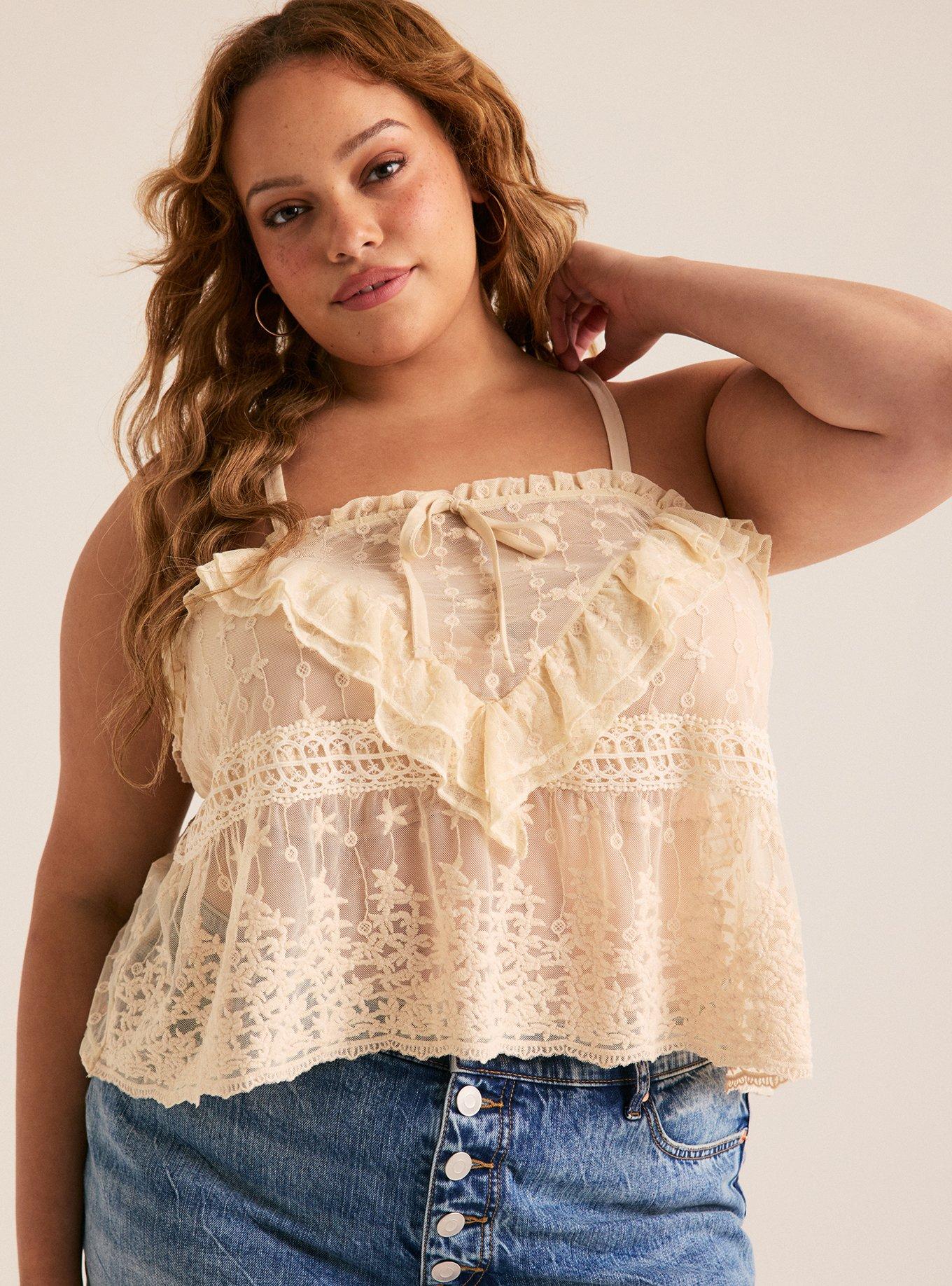 Festi Embroidered Lace Cami, WHITE SWAN, alternate