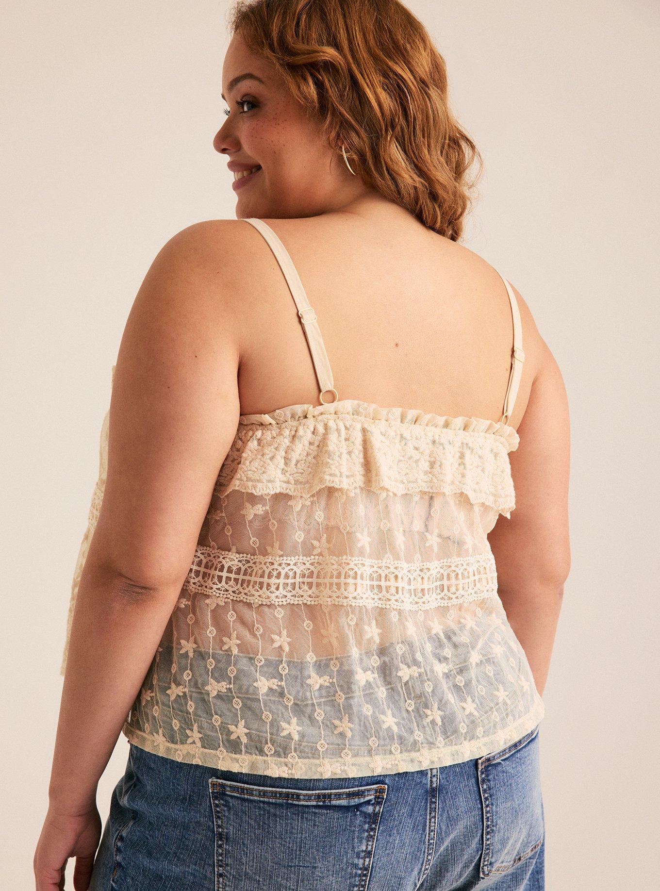 Festi Embroidered Lace Cami, WHITE SWAN, alternate