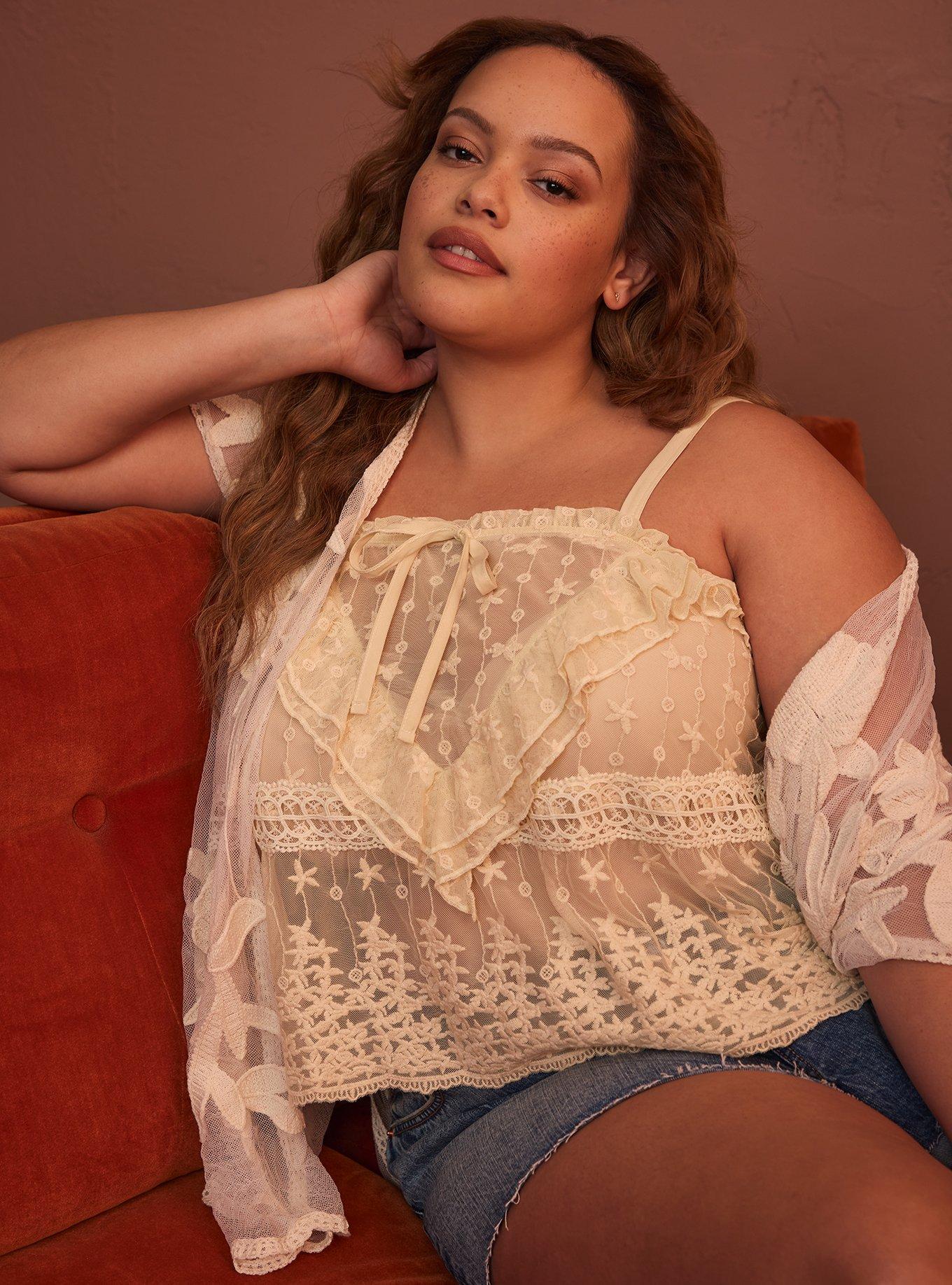 Plus Size Festi Embroidered Lace Cami, WHITE SWAN, hi-res
