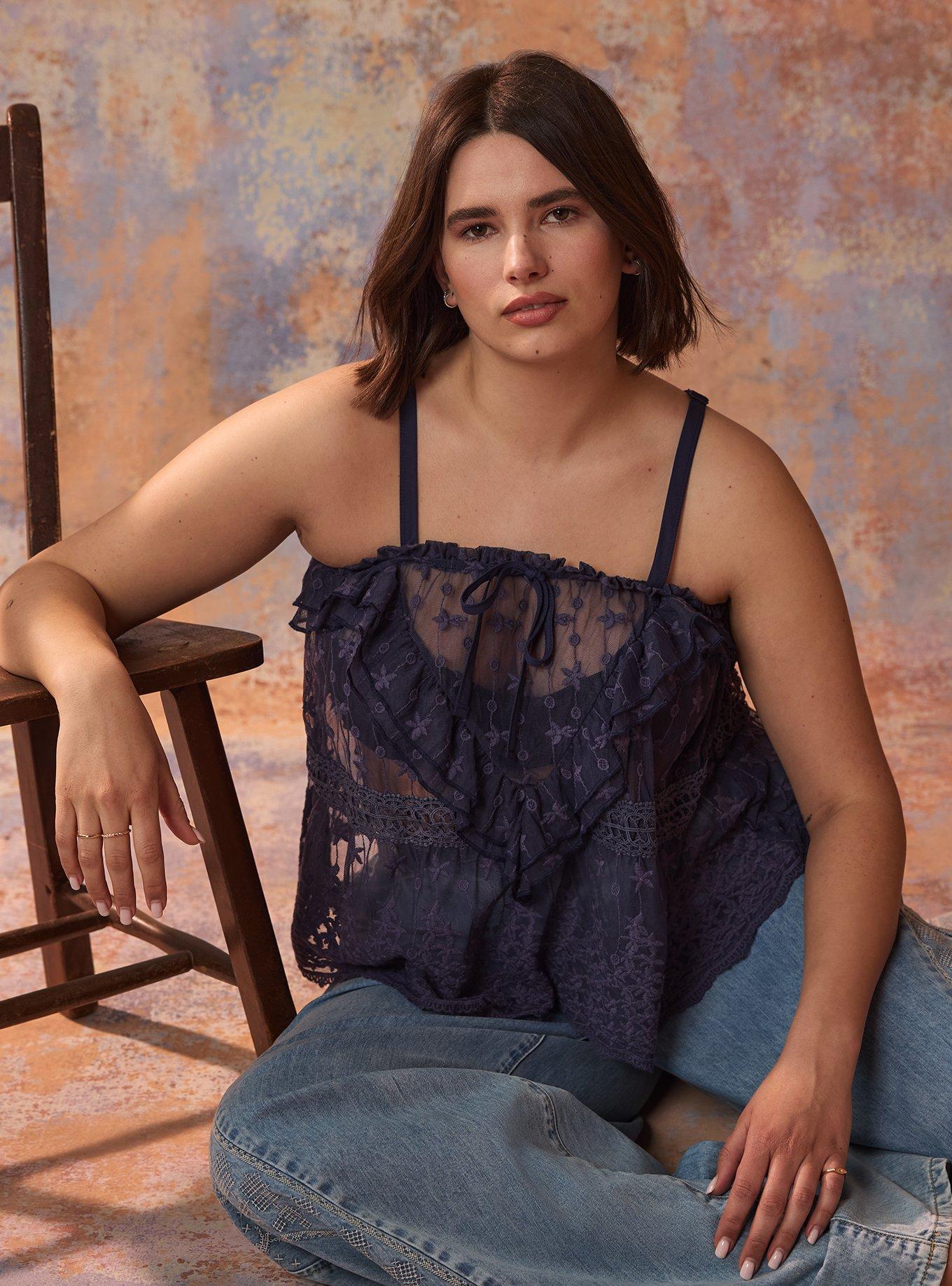 Festi Embroidered Lace Cami, NIGHTSHADOW BLUE, hi-res