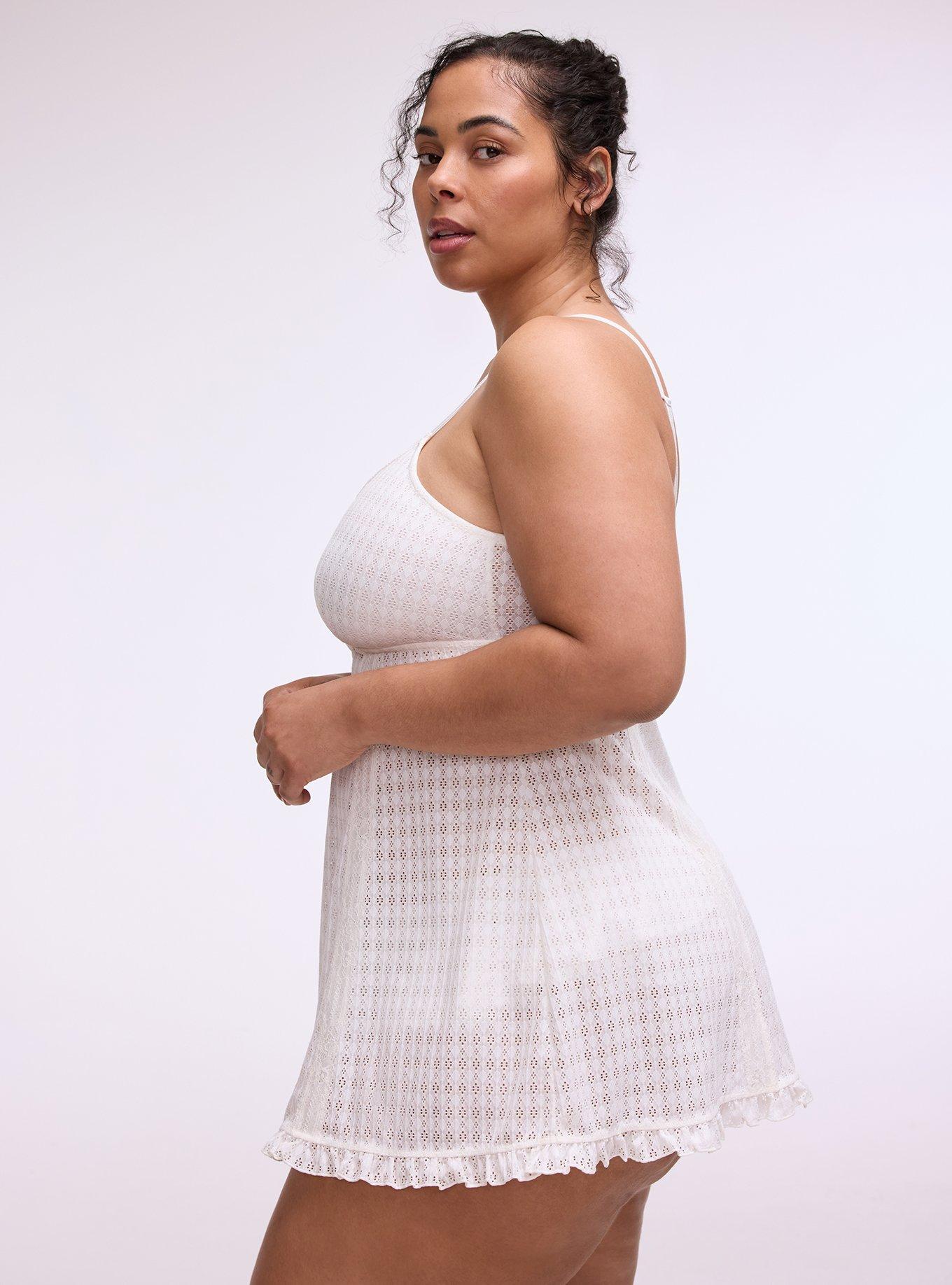 Wire-Free Pointelle Chemise, CLOUD DANCER, alternate