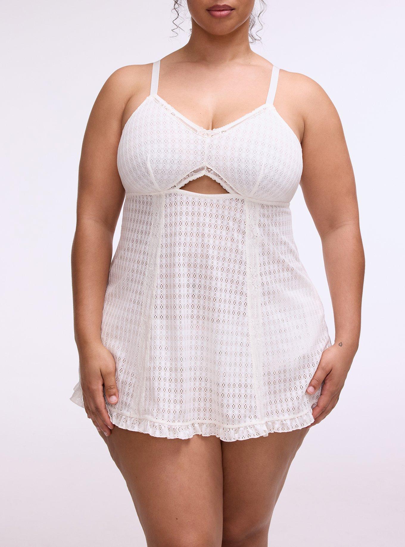 Wire-Free Pointelle Chemise, CLOUD DANCER, alternate