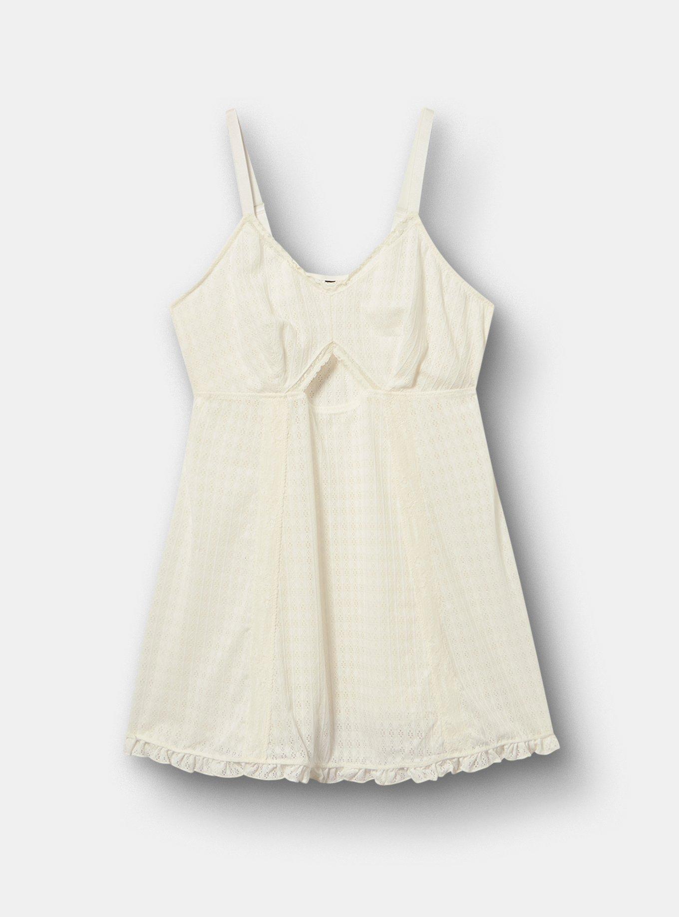 Wire-Free Pointelle Chemise, CLOUD DANCER, flat