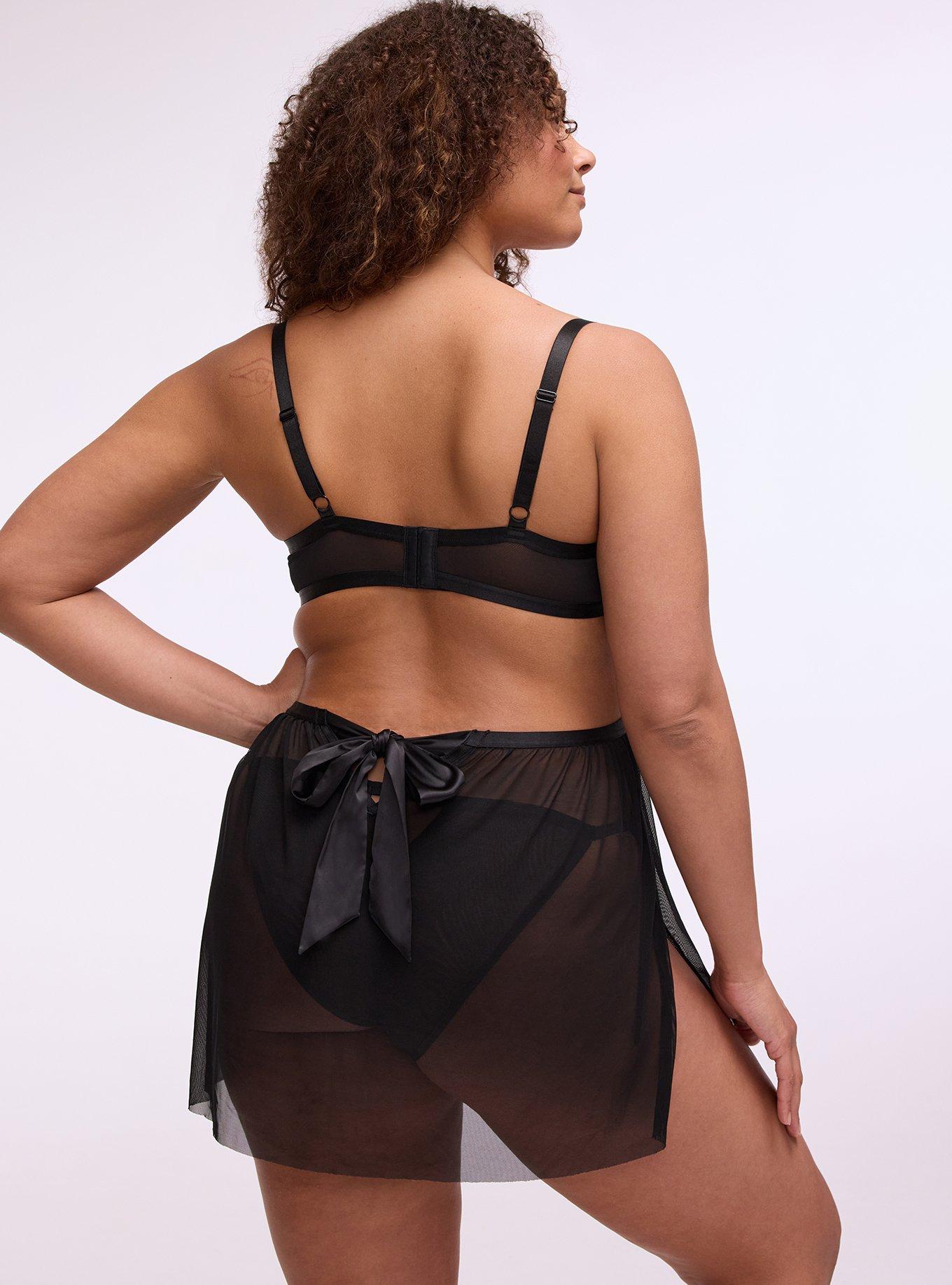 Romantic Underwire Lace & Mesh Slip, RICH BLACK, alternate