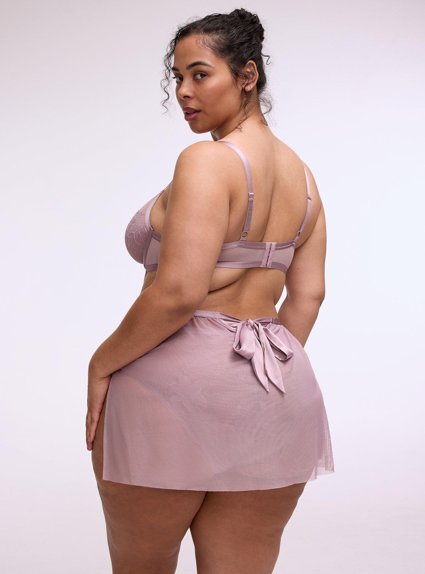 Romantic Underwire Lace & Mesh Slip, TOADSTOOL, alternate