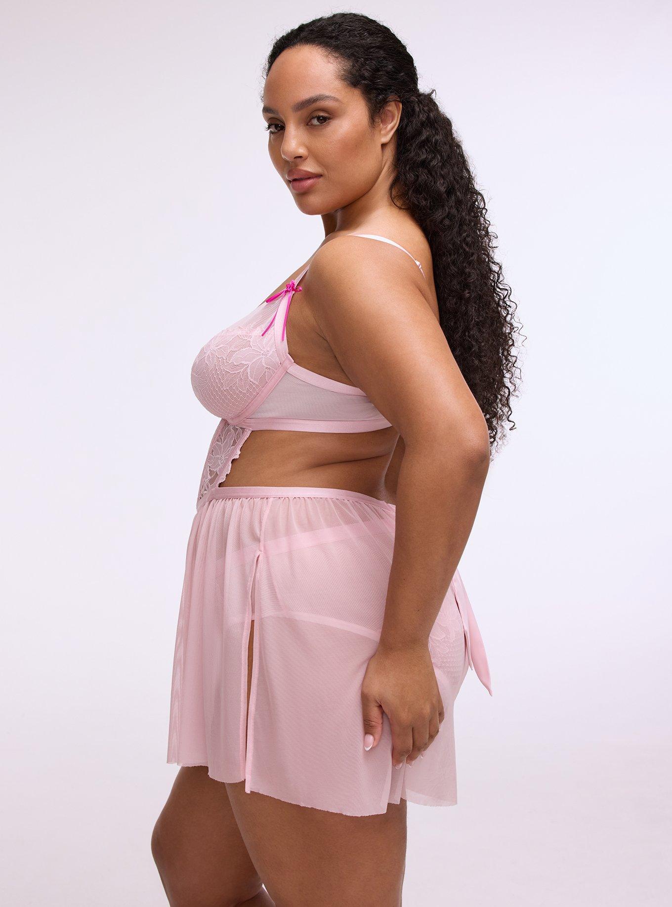 Romantic Underwire Lace & Mesh Slip, PARFAIT PINK, alternate