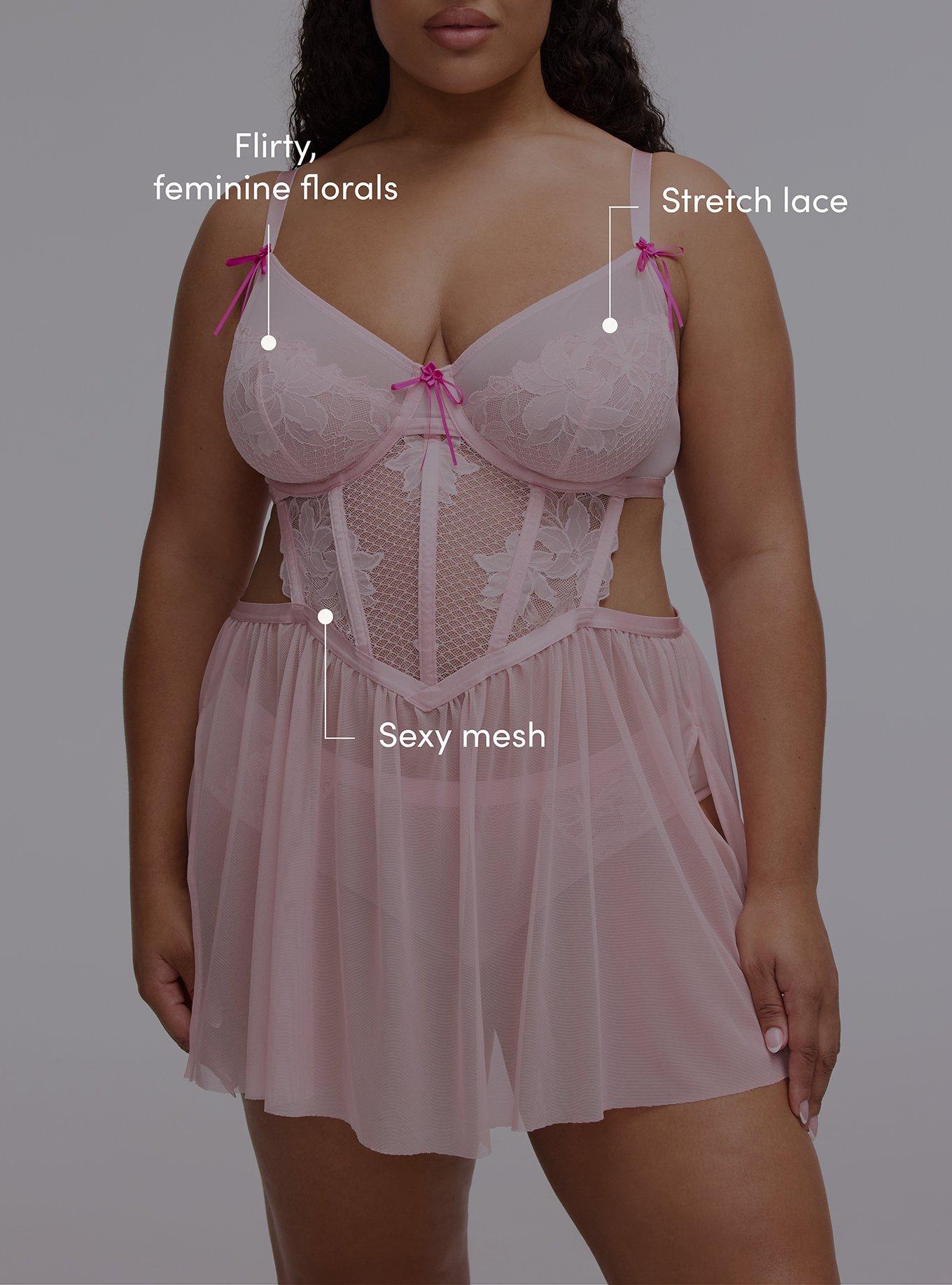 Romantic Underwire Lace & Mesh Slip, PARFAIT PINK, alternate