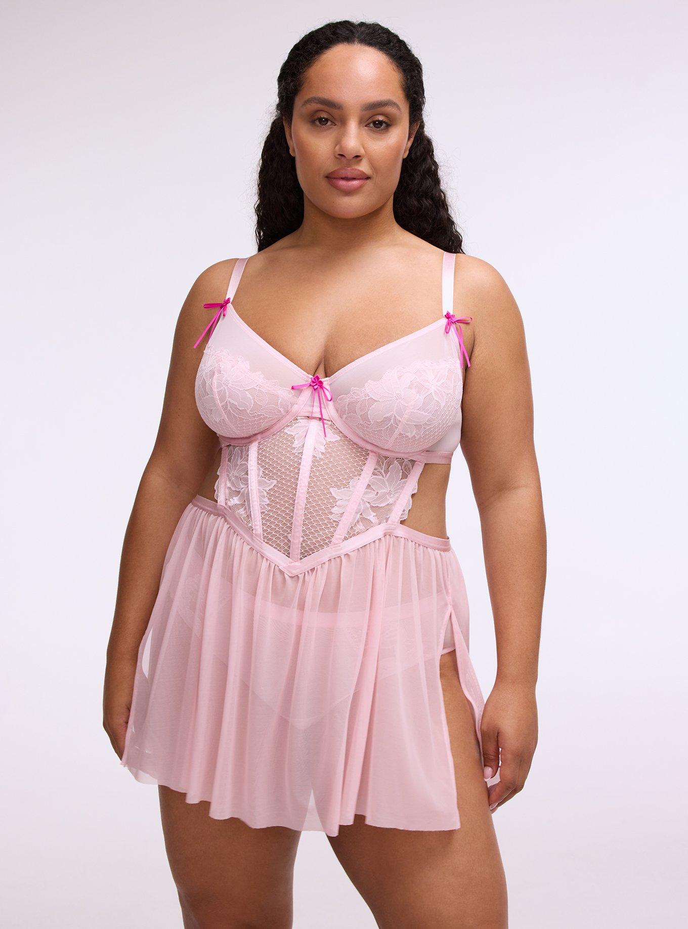 Romantic Underwire Lace & Mesh Slip, PARFAIT PINK, hi-res
