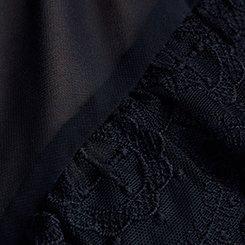 Nightfall Mixed Lace Button-Up Blouse, DEEP BLACK, swatch