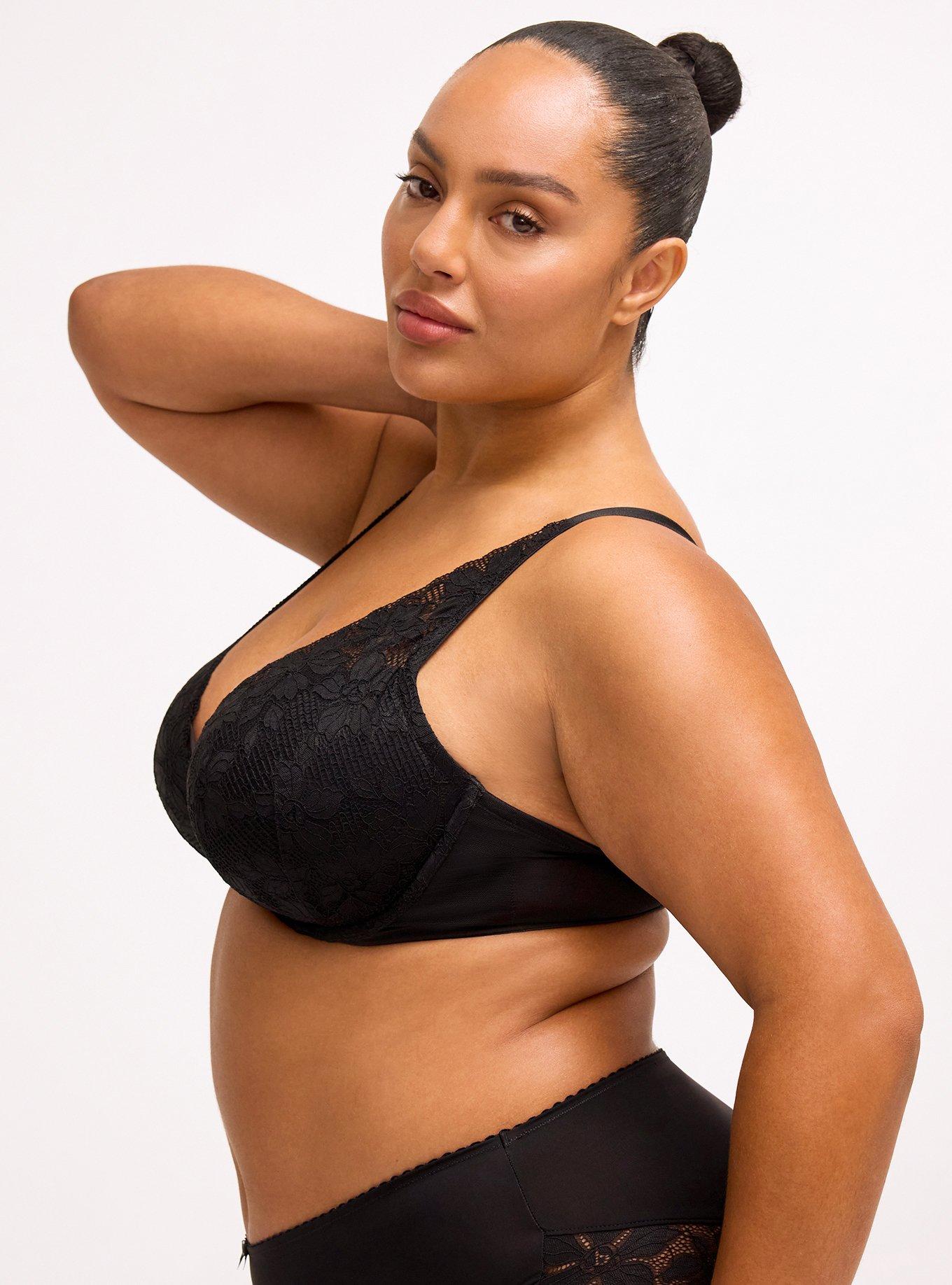 XO Push-Up Plunge Ava Lace Bra, RICH BLACK, alternate