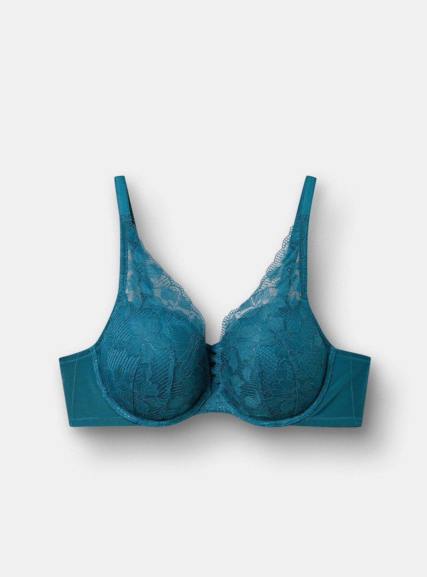 XO Push-Up Plunge Ava Lace Bra, LEGION BLUE, flat