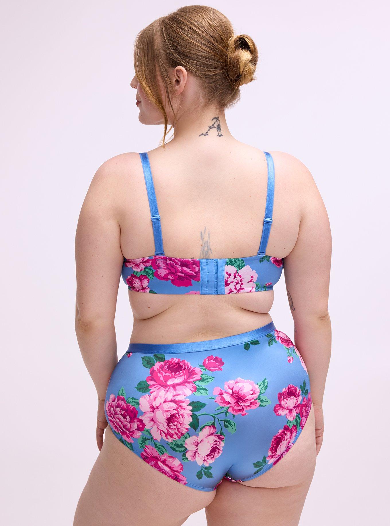 Unlined Balconette Shine Bra, TRADITIONAL ROSES MEDIUM BLUE, alternate