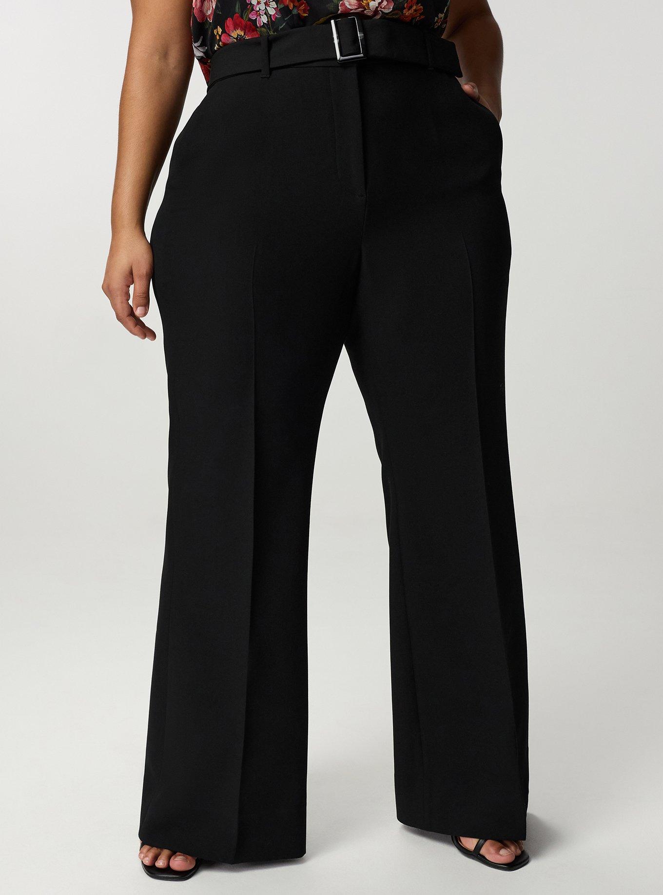 Plus Size Studio Wide Flare Trouser with Belt, DEEP BLACK, alternate