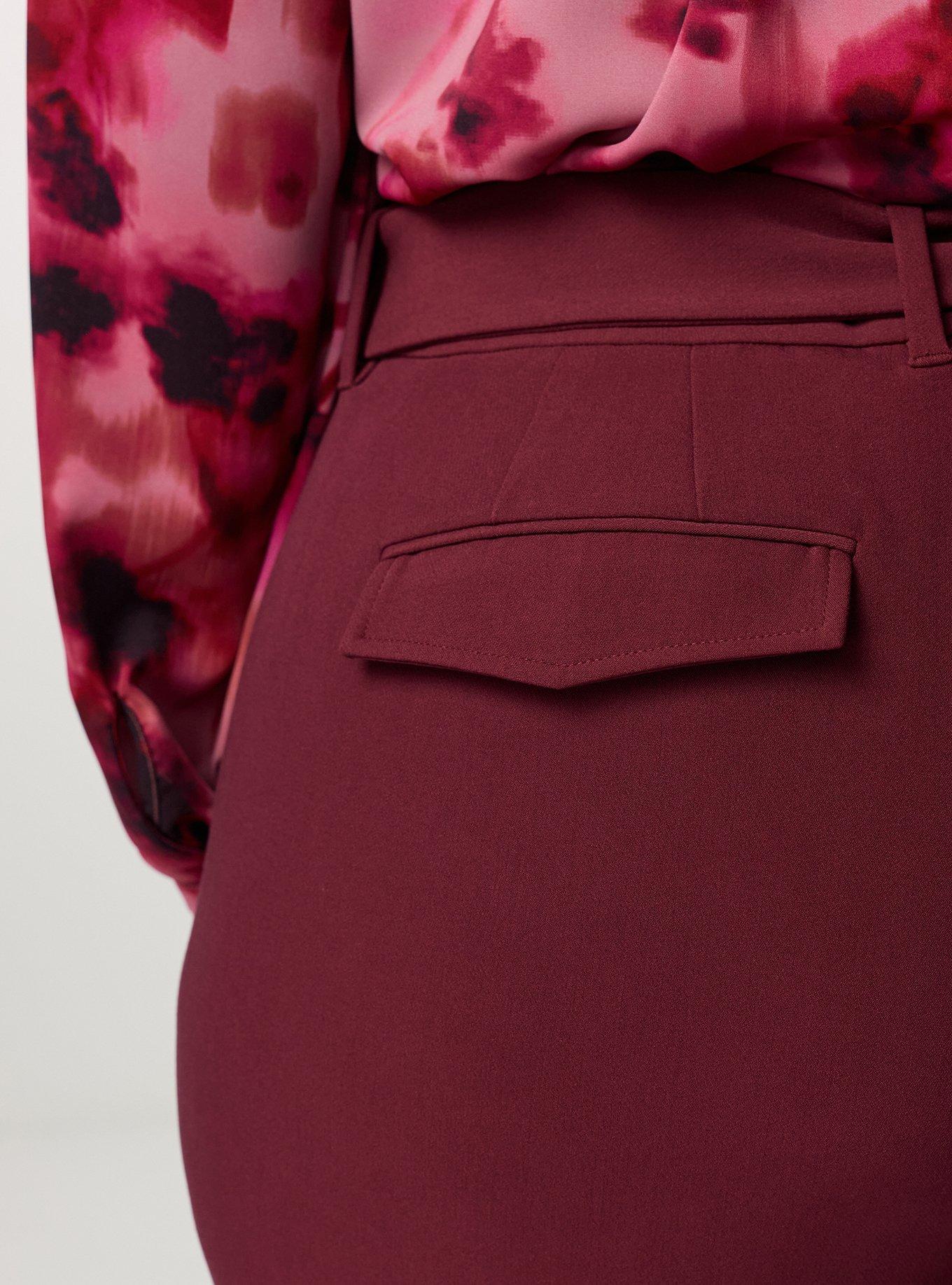 Plus Size Studio Wide Flare Trouser with Belt, MAROON BANNER, alternate