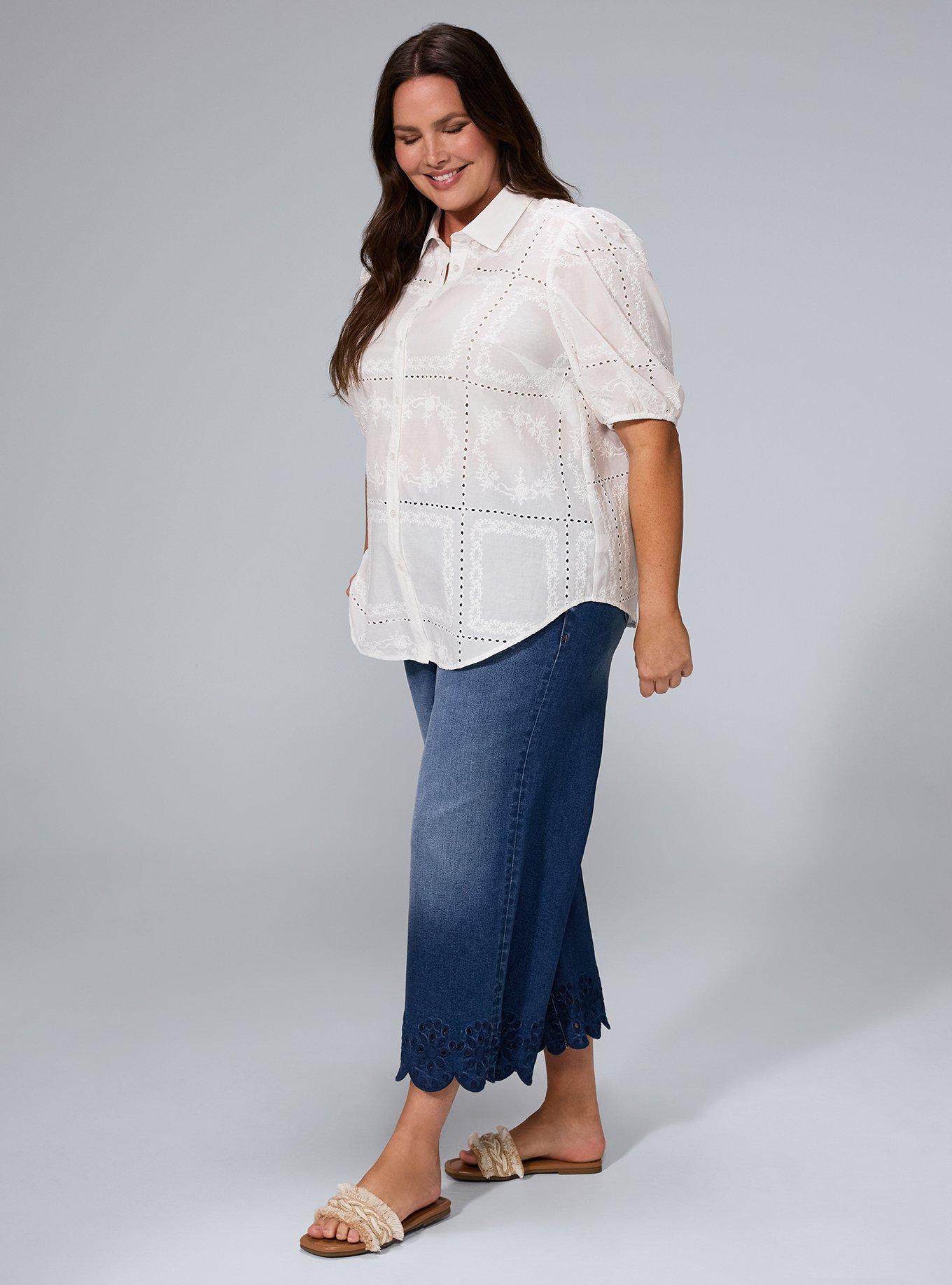 Belle Isle Eyelet Button Down Shirt, BRIGHT WHITE, alternate