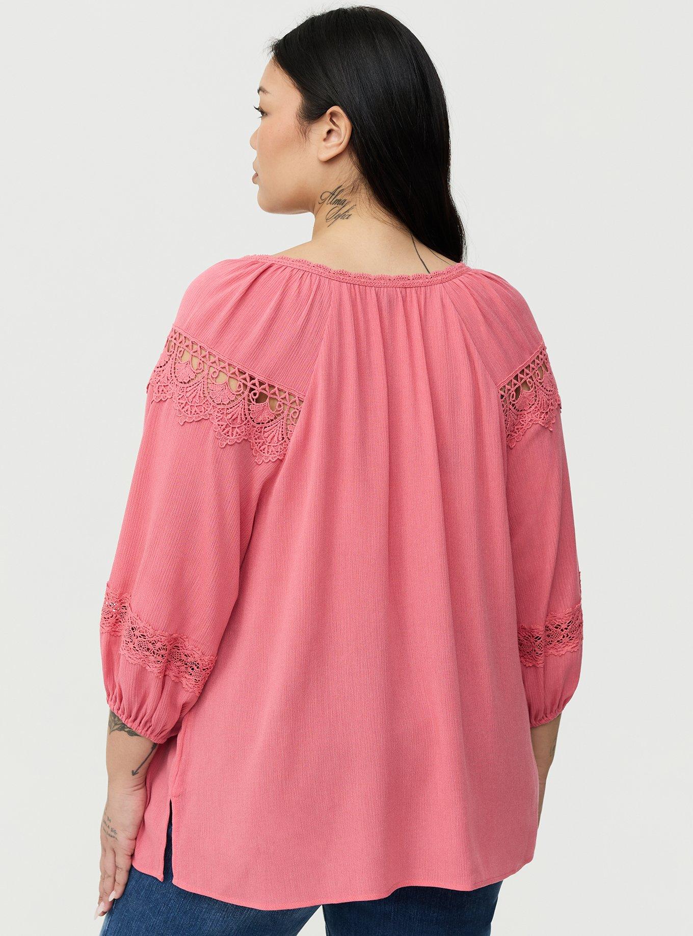Gauze Lace Trim Top, DESERT ROSE, alternate