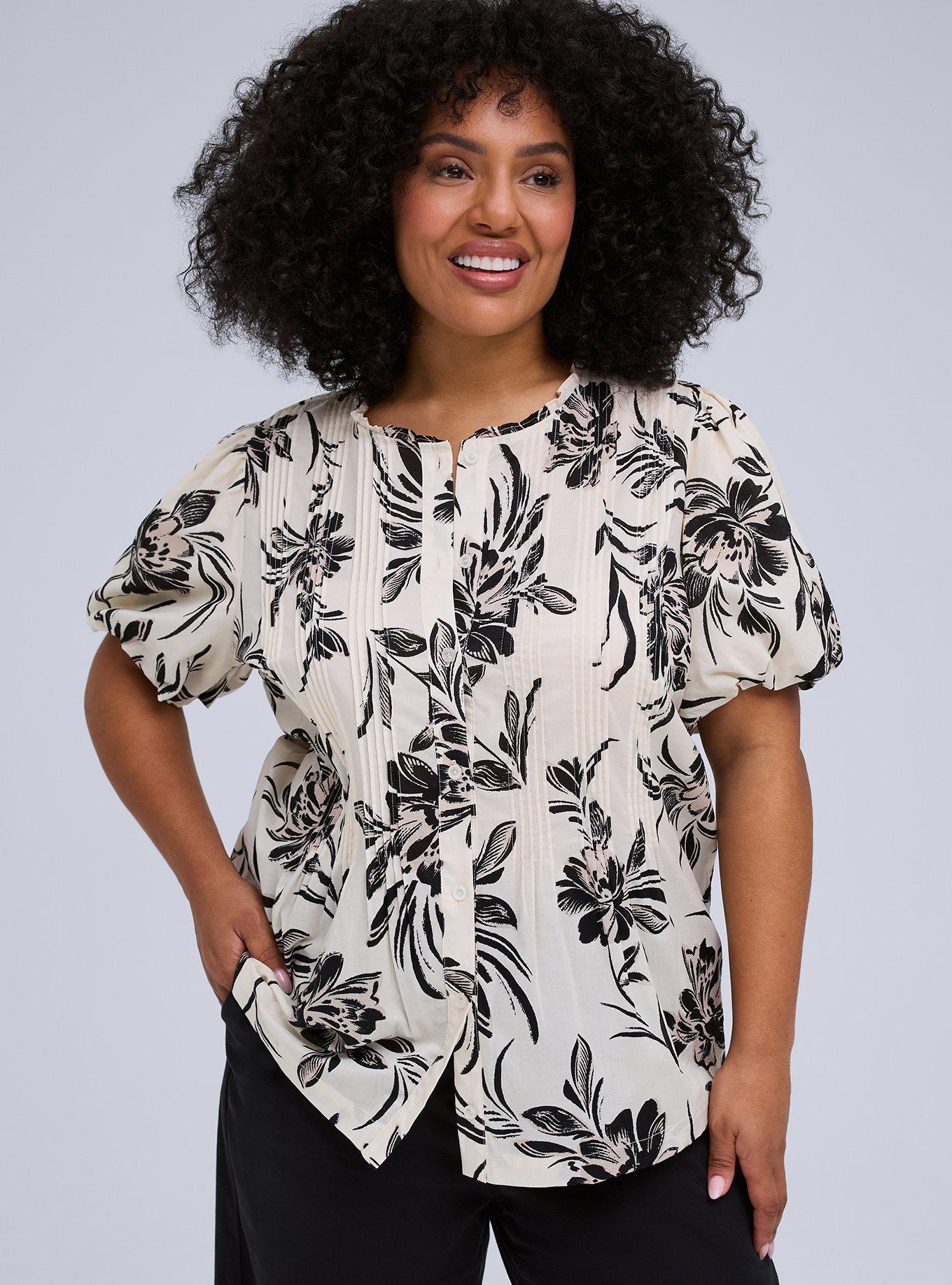 Belle Isle Pintuck Top, PEONY DANCE IVORY, hi-res