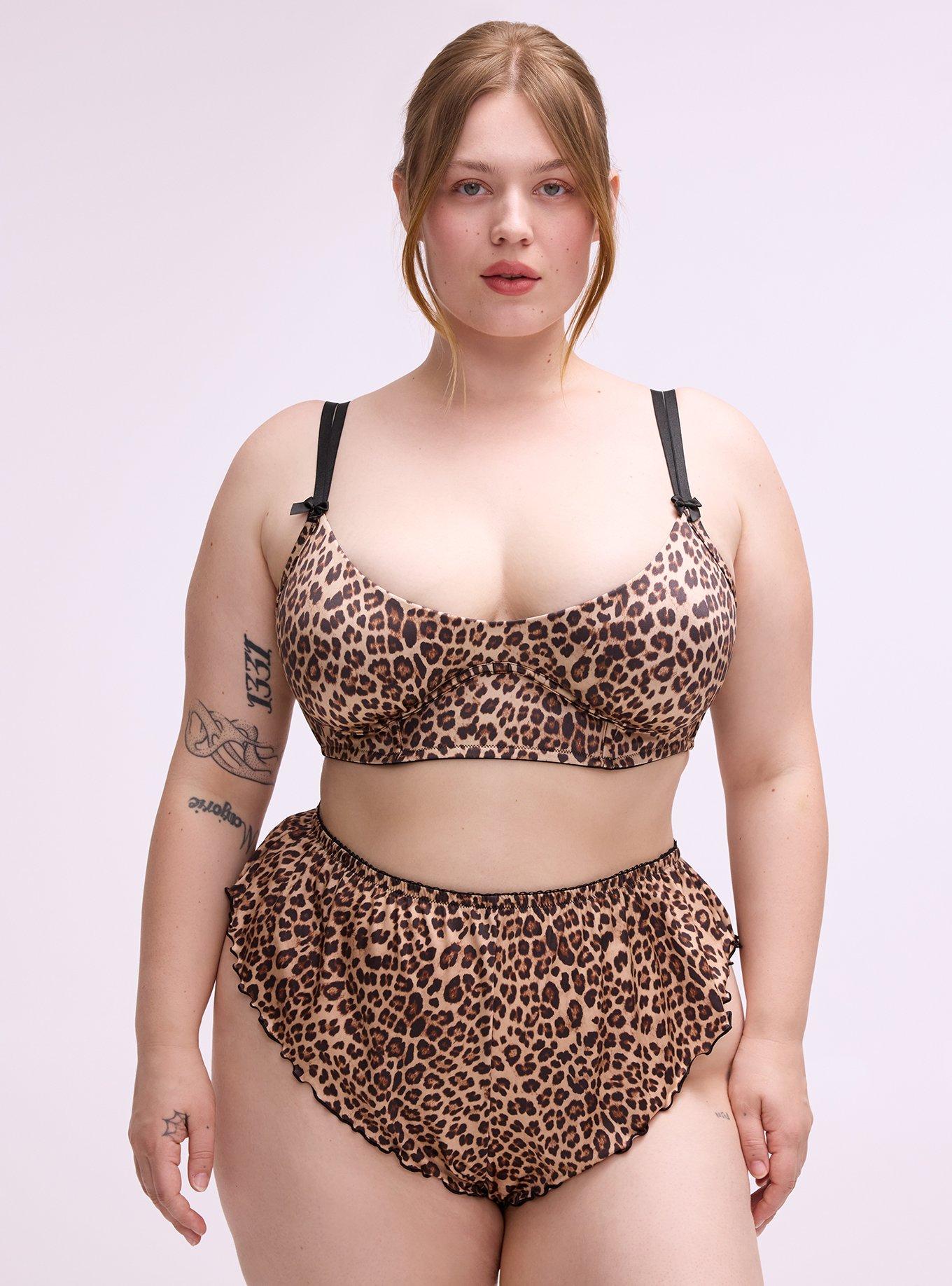 Shine Micro Flutter Cheeky Lingerie Short, FIFTIES LEOPARD SMALL NEUTRAL, hi-res