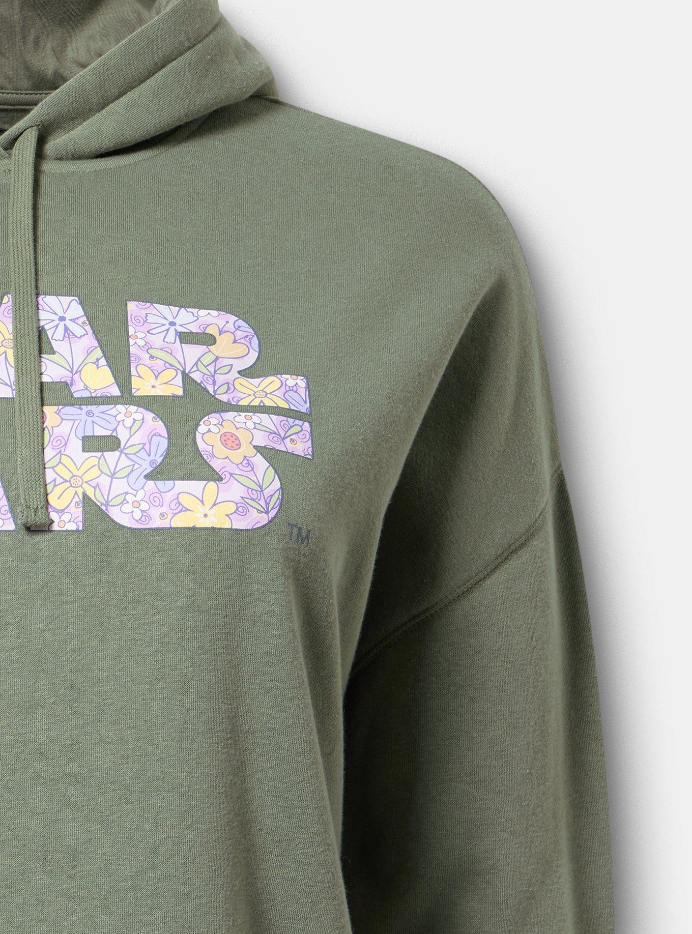 Disney Star Wars Relaxed Fleece Hoodie, STAR WARS FLORAL AGAVE GREEN, alternate