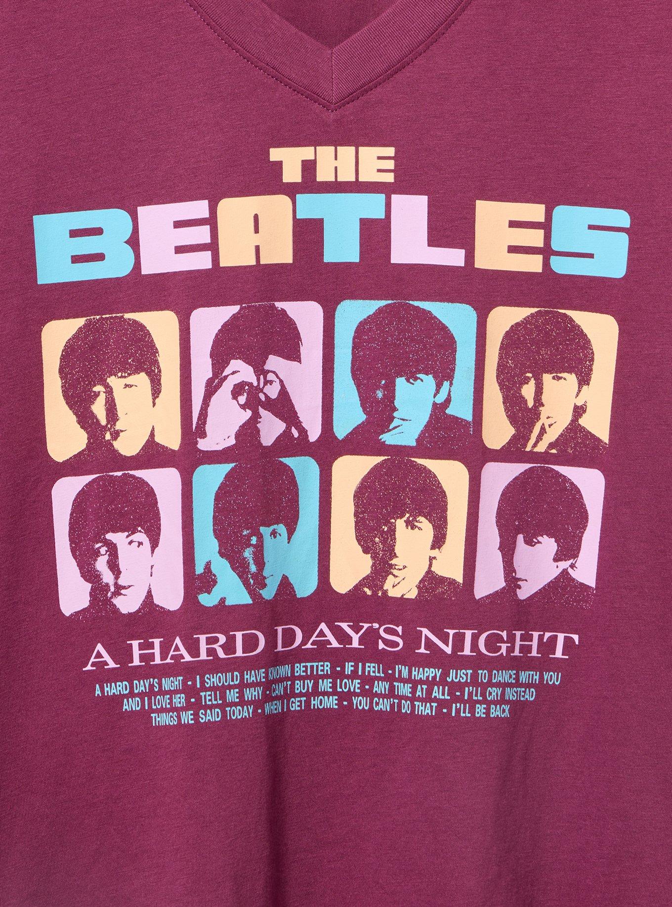 Beatles Classic Cotton V-Neck Tee, THE BEATLES GROUP AMARANTH, alternate