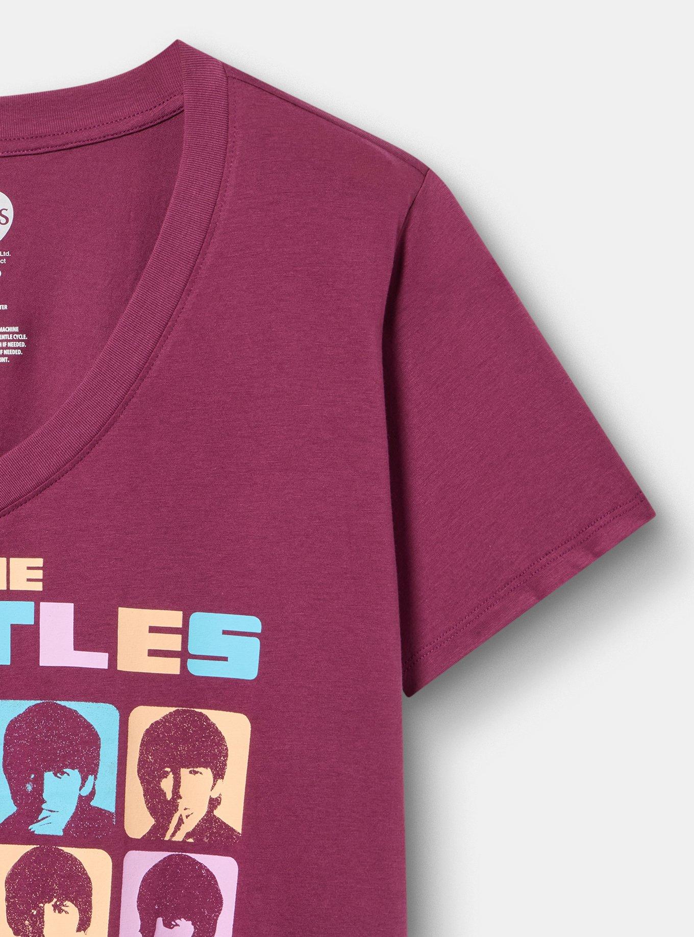 Beatles Classic Cotton V-Neck Tee, THE BEATLES GROUP AMARANTH, alternate