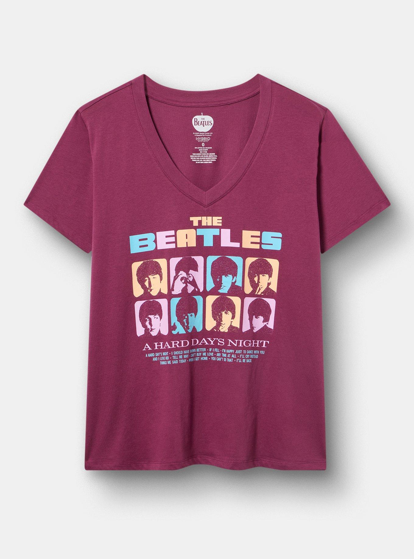 Beatles Classic Cotton V-Neck Tee, THE BEATLES GROUP AMARANTH, hi-res