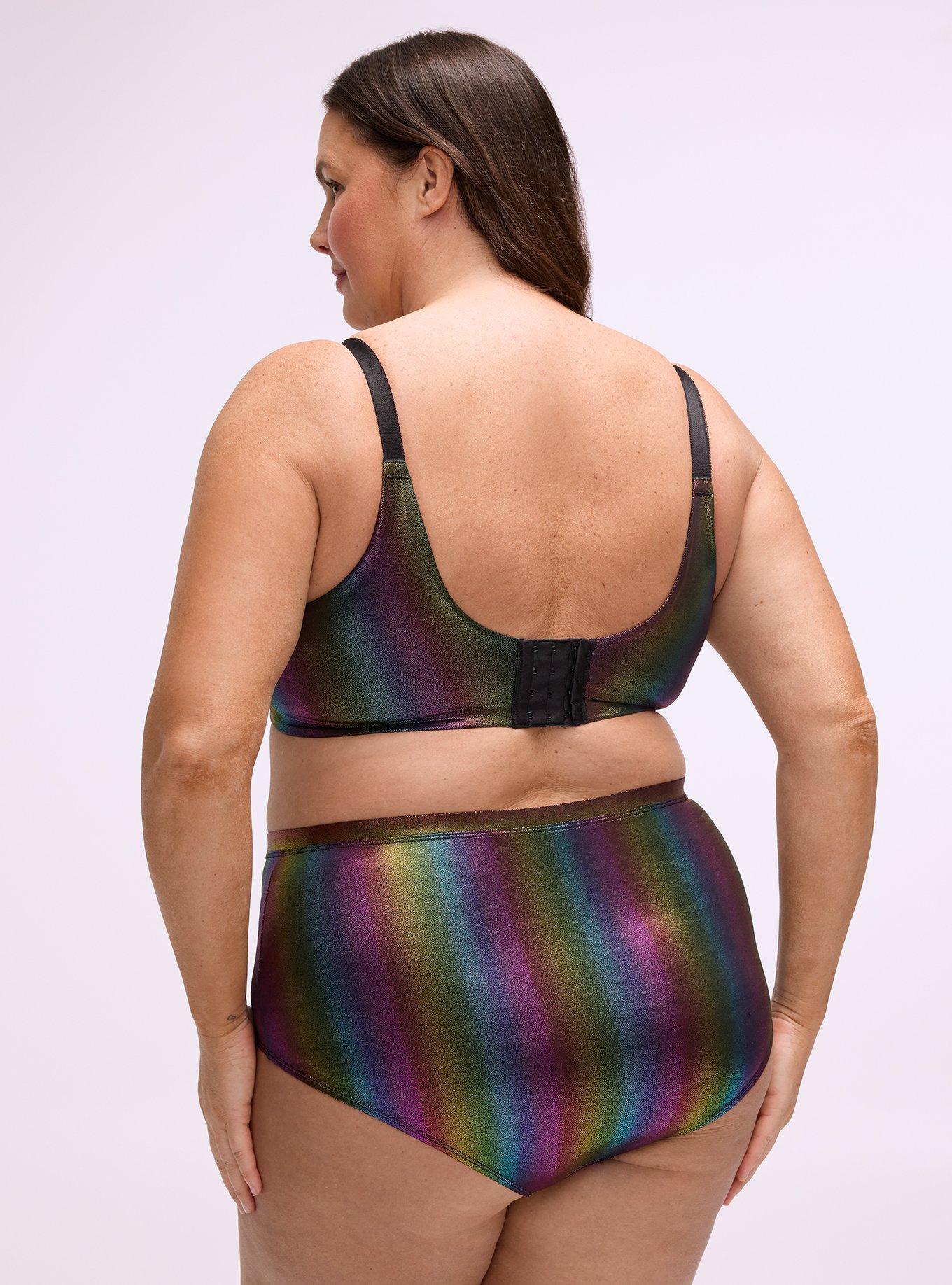 Plus Size Second Skin Mid-Rise Brief Panty, RAINBOW FOIL, alternate