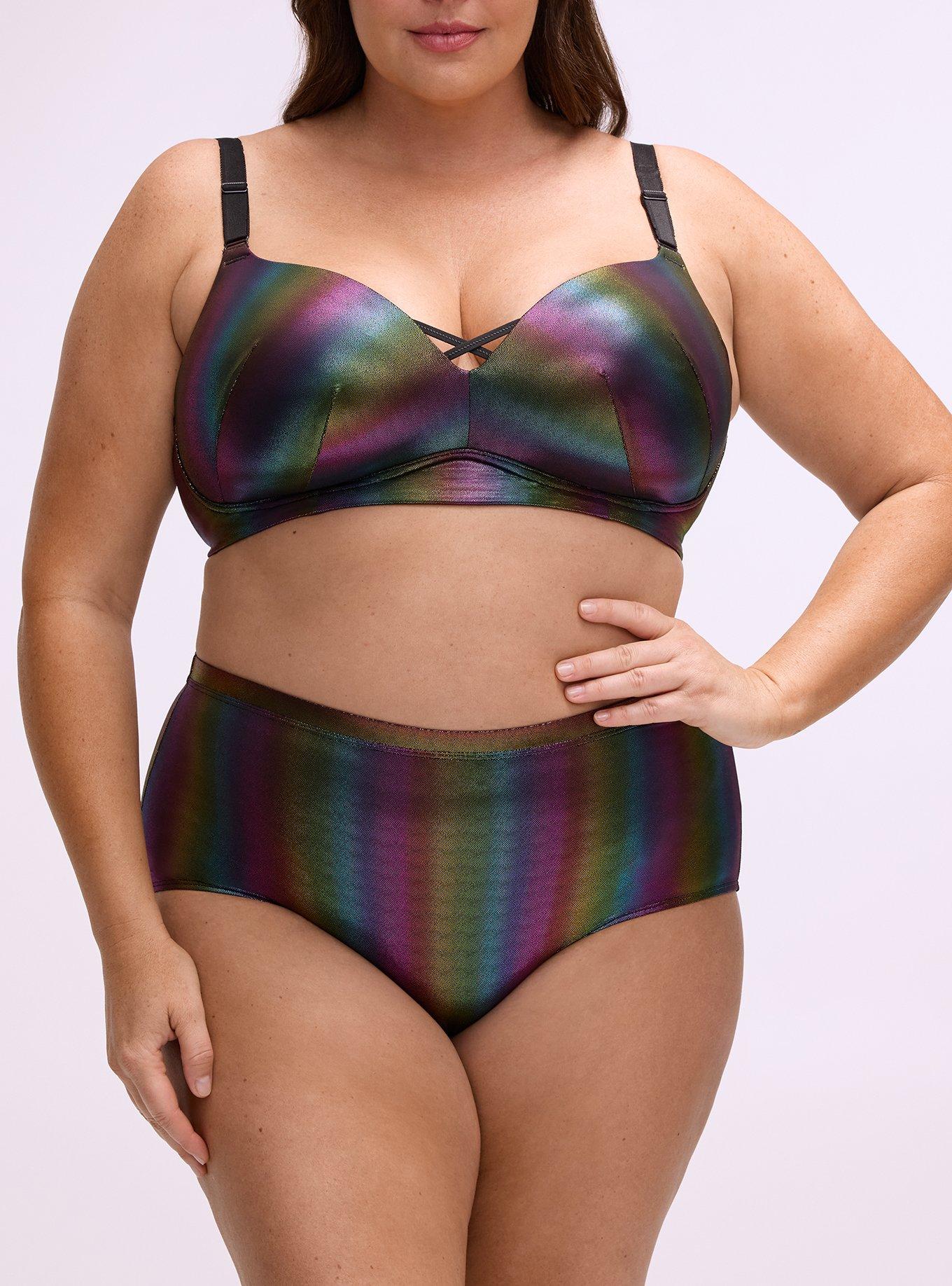 Plus Size Second Skin Mid-Rise Brief Panty, RAINBOW FOIL, alternate
