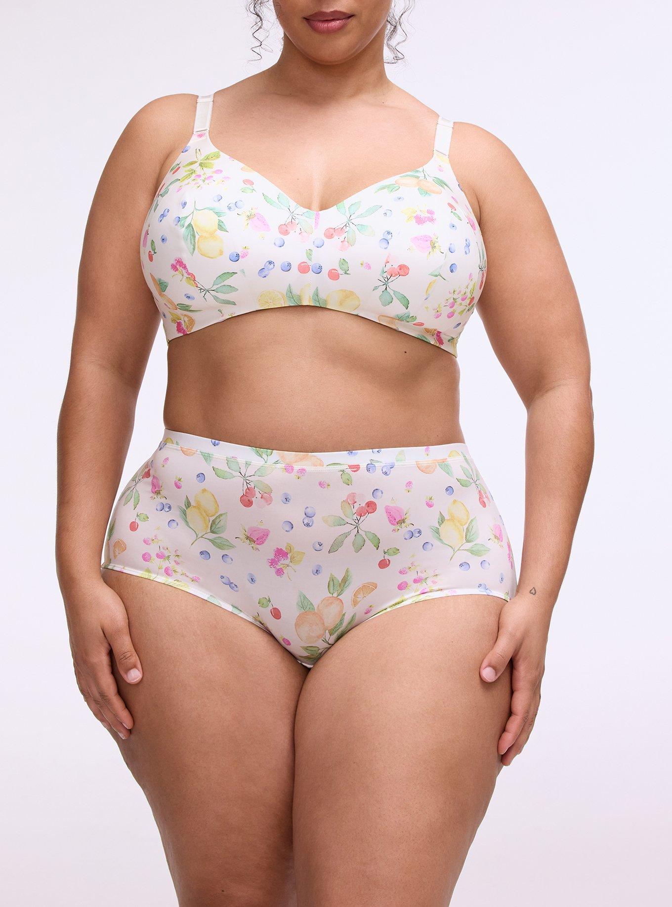 Plus Size Second Skin Mid-Rise Brief Panty, FRUIT BASKET MULTI, alternate