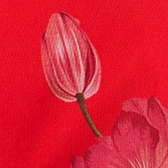 Mesh V-Neck Ruched Top, SALMA FLORAL RED, swatch