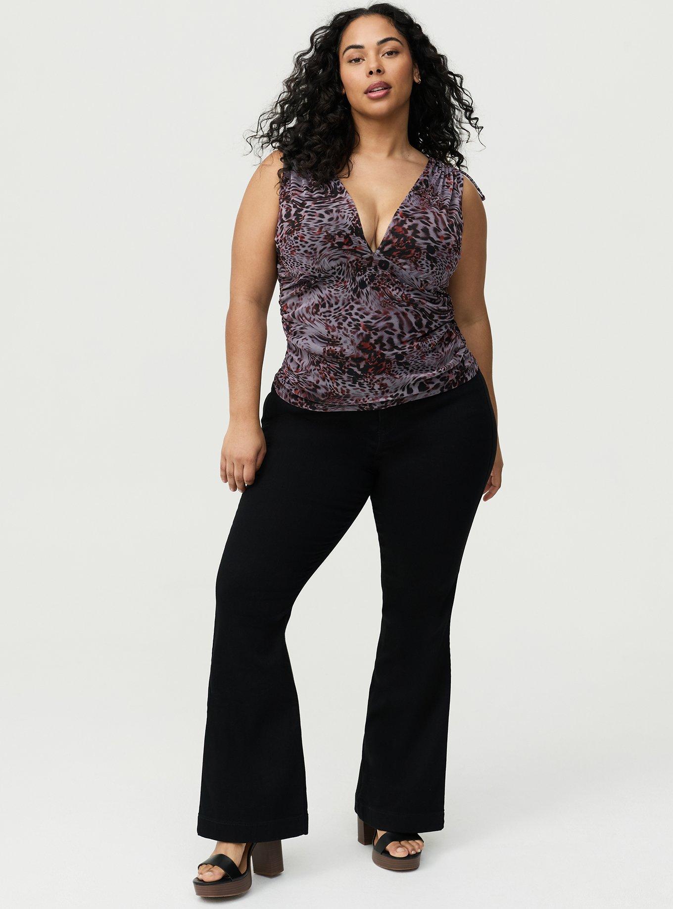 Mesh V-Neck Ruched Top, LEOPARD IN MOTION GREY, alternate