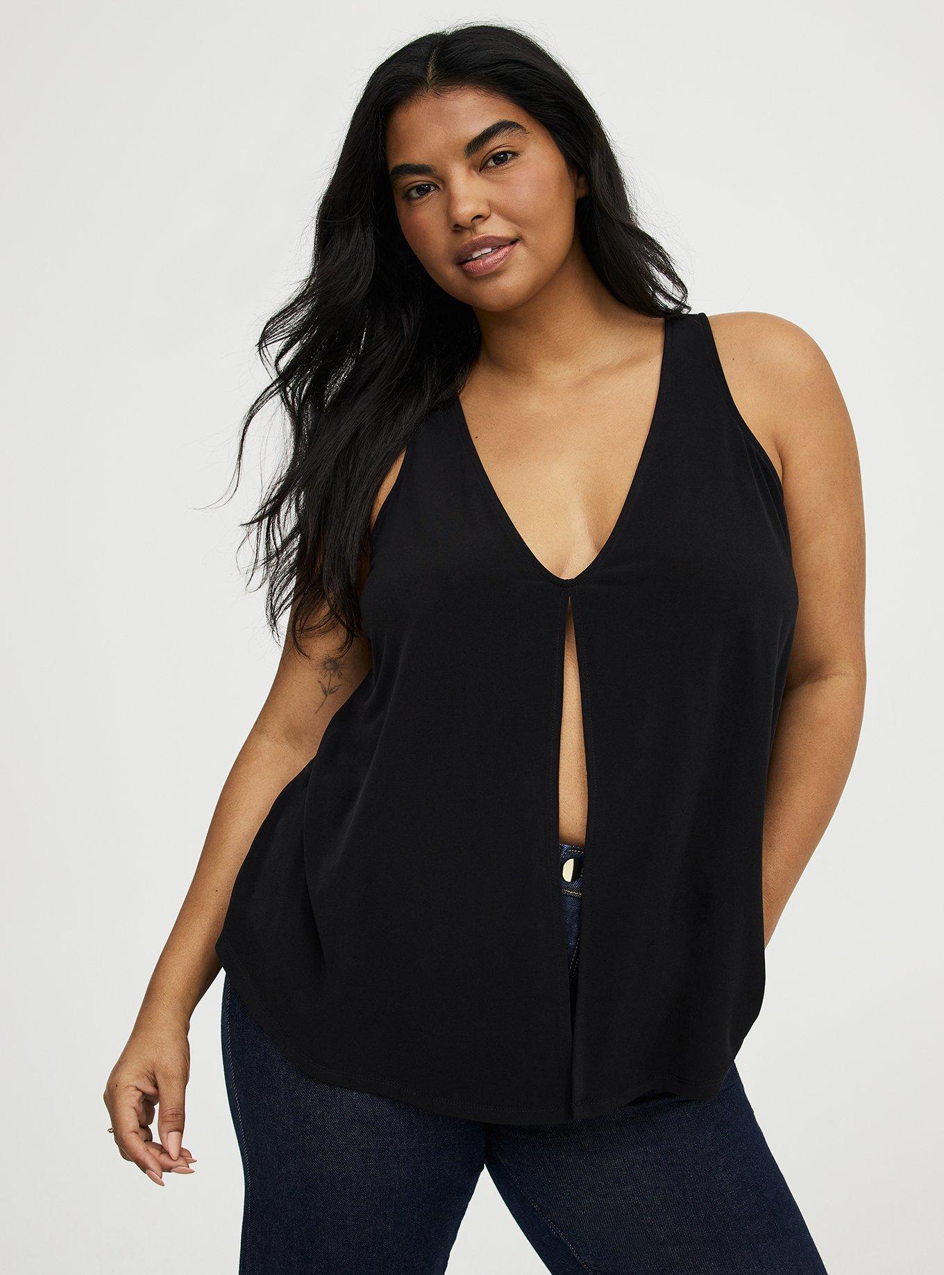 Knit Flyaway Tank, DEEP BLACK, hi-res