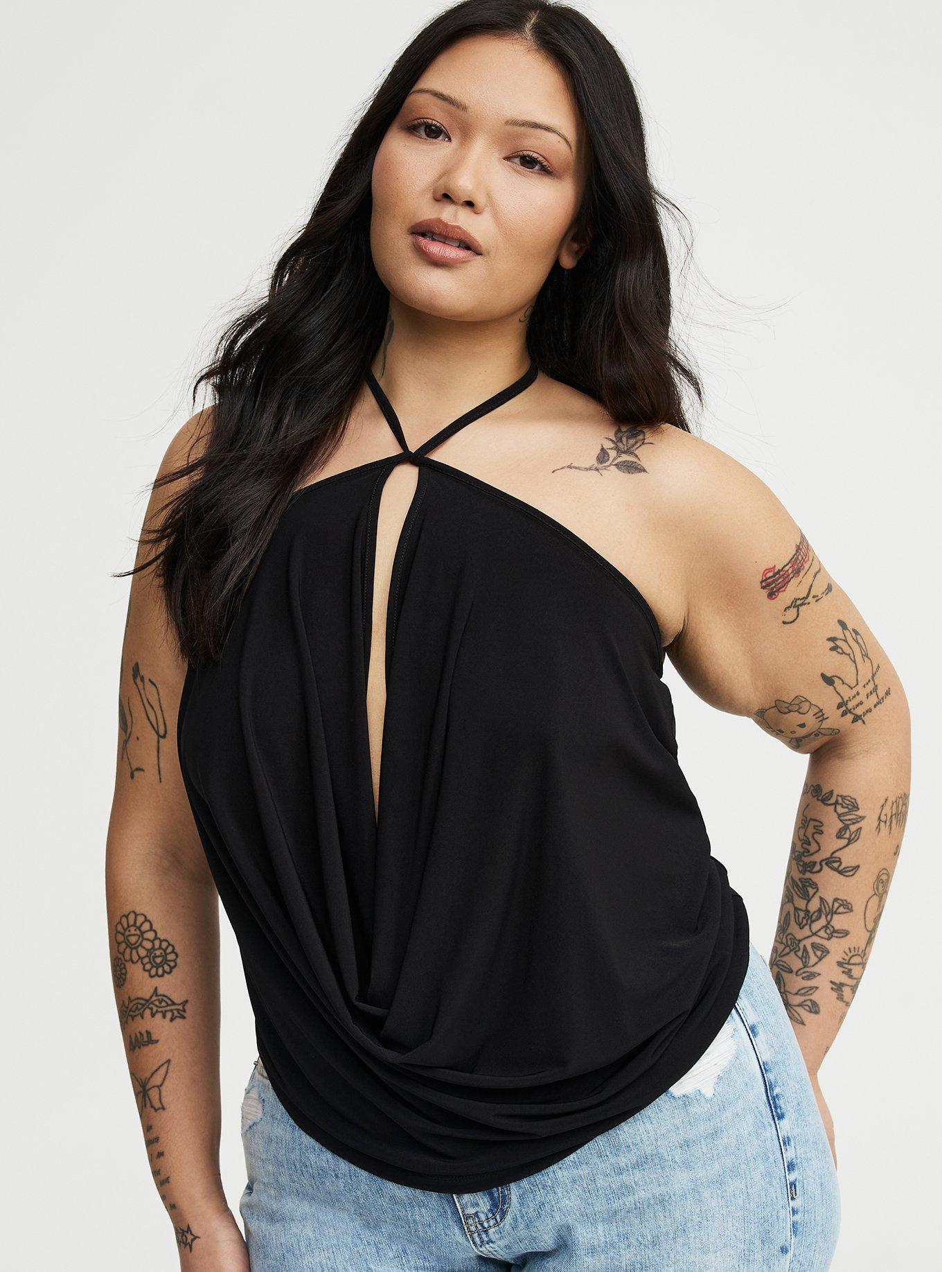 Deep Cowl Neck Tank, DEEP BLACK, alternate