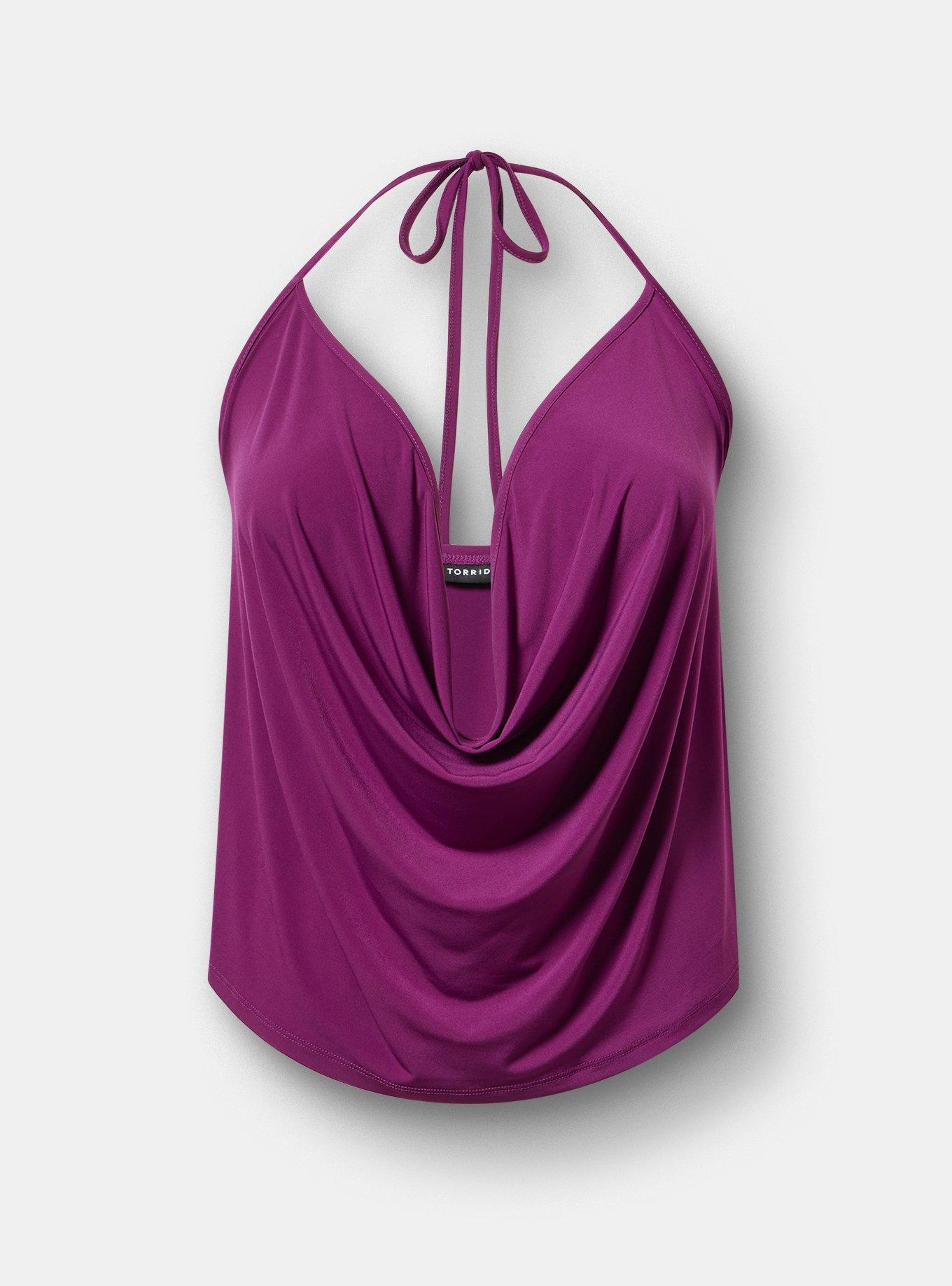 Deep Cowl Neck Tank, PLUM CASPIA, hi-res