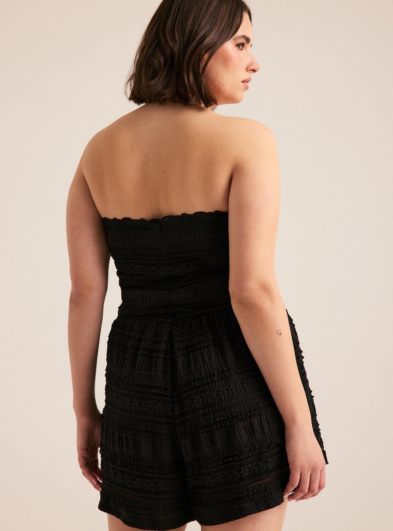 Festi Strapless Lace Romper, DEEP BLACK, alternate