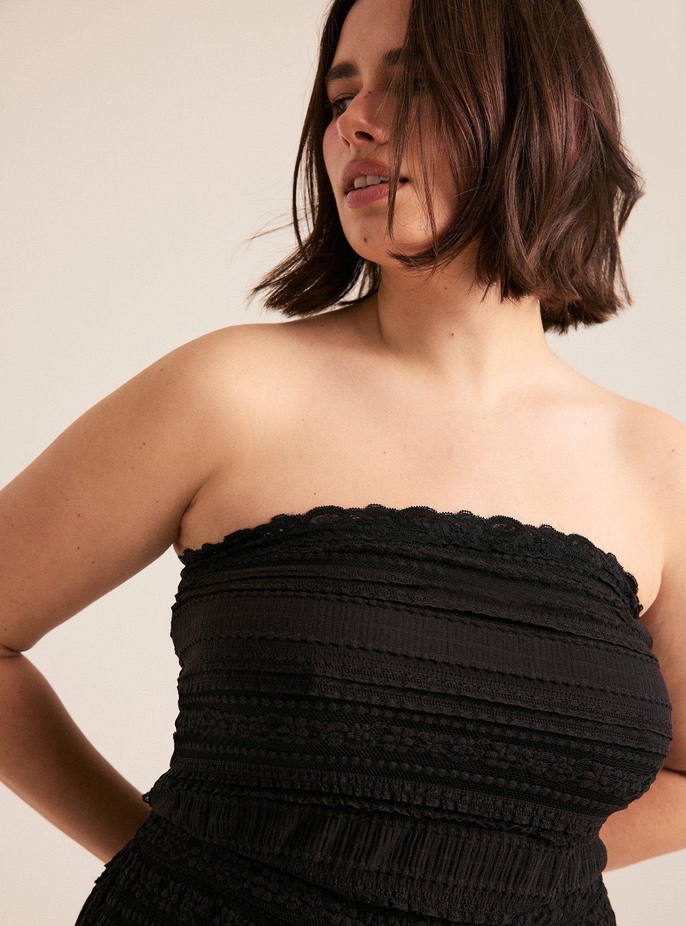 Festi Strapless Lace Romper, DEEP BLACK, alternate