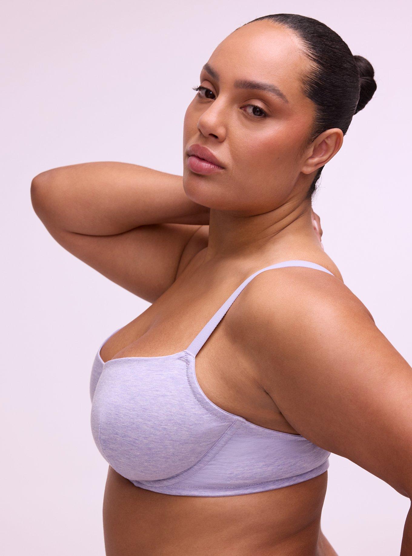 Balconette Unlined Cotton Heather Bra, HEIRLOOM LILAC HEATHER, alternate