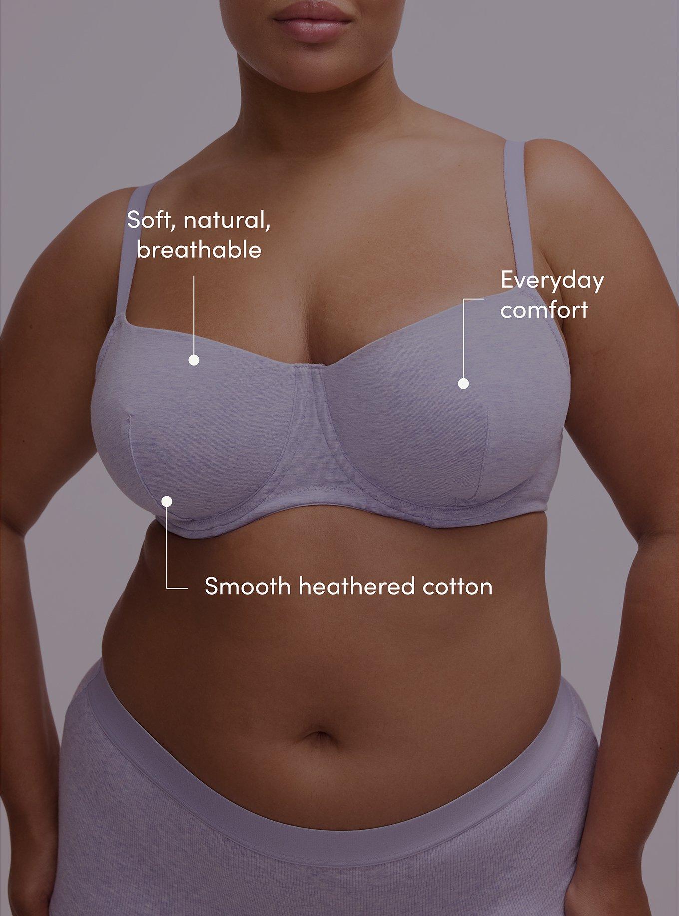 Balconette Unlined Cotton Heather Bra, HEIRLOOM LILAC HEATHER, alternate