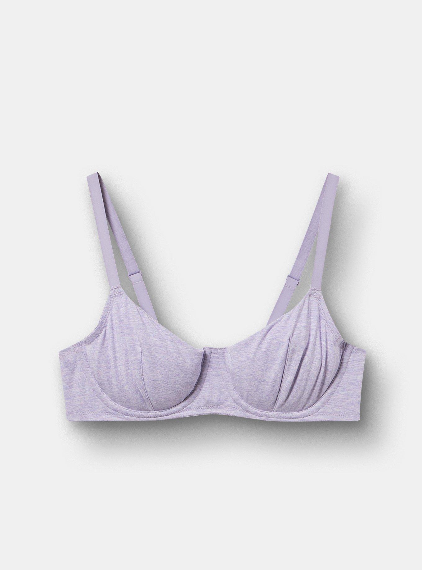 Plus Size Balconette Unlined Cotton Heather Bra, HEIRLOOM LILAC HEATHER, flat