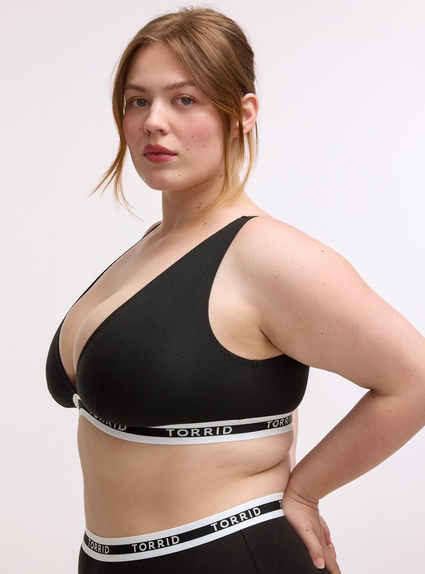 Unlined Cotton Plunge Bralette, RICH BLACK, alternate