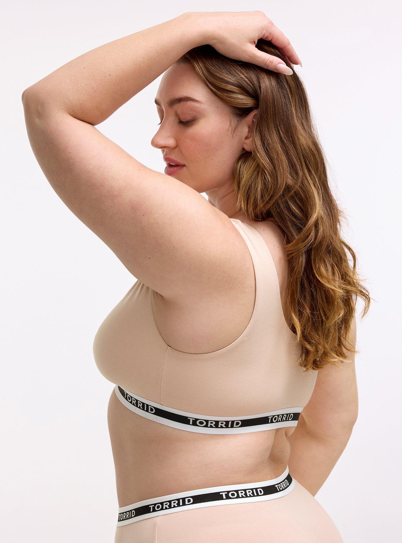 Unlined Cotton Plunge Bralette, ROSE DUST, alternate