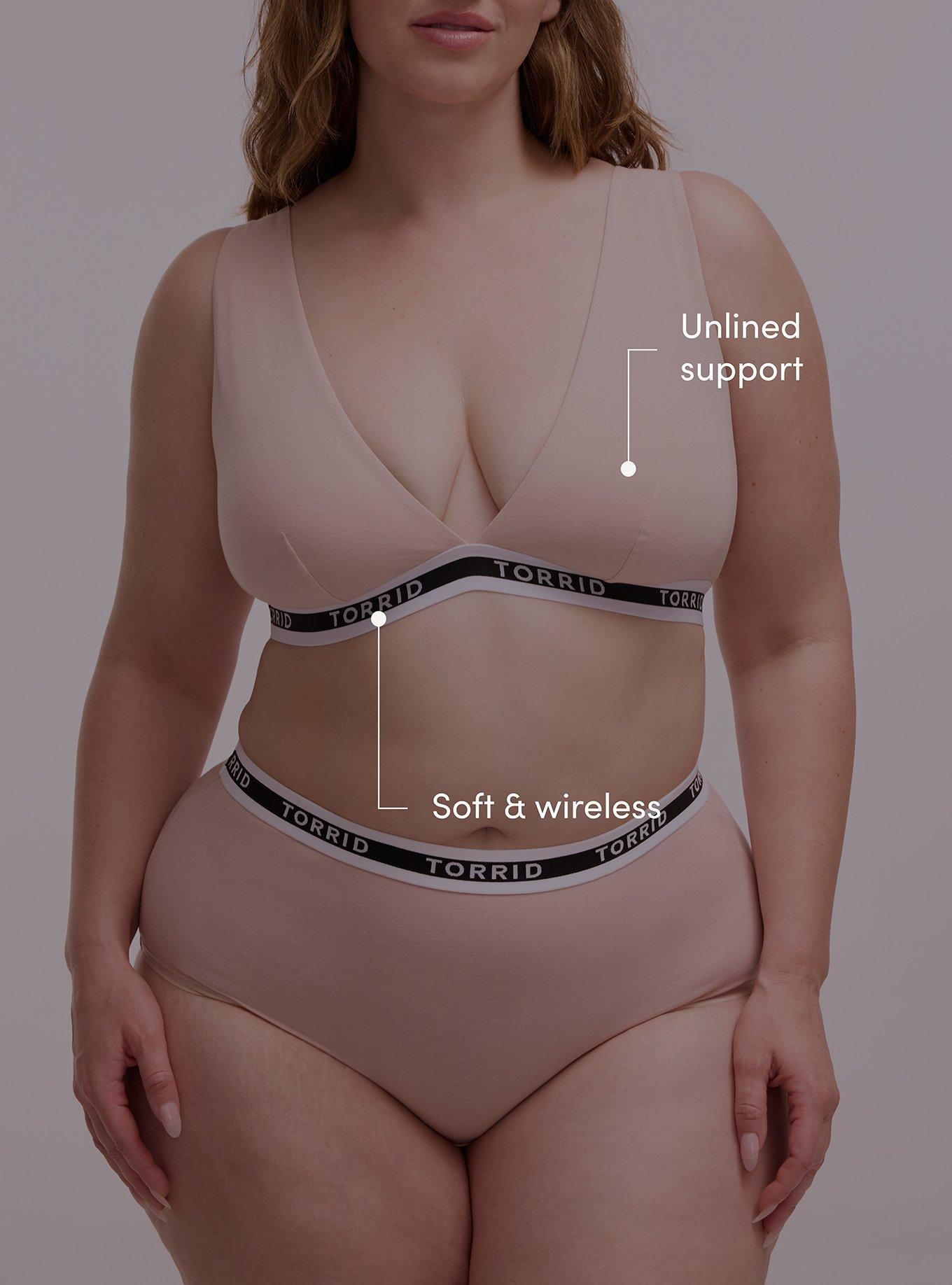 Unlined Cotton Plunge Bralette, ROSE DUST, alternate