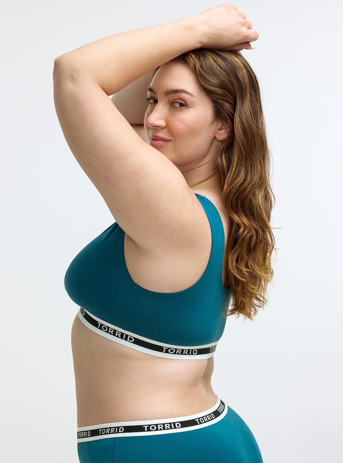 Unlined Cotton Plunge Bralette, LEGION BLUE, alternate