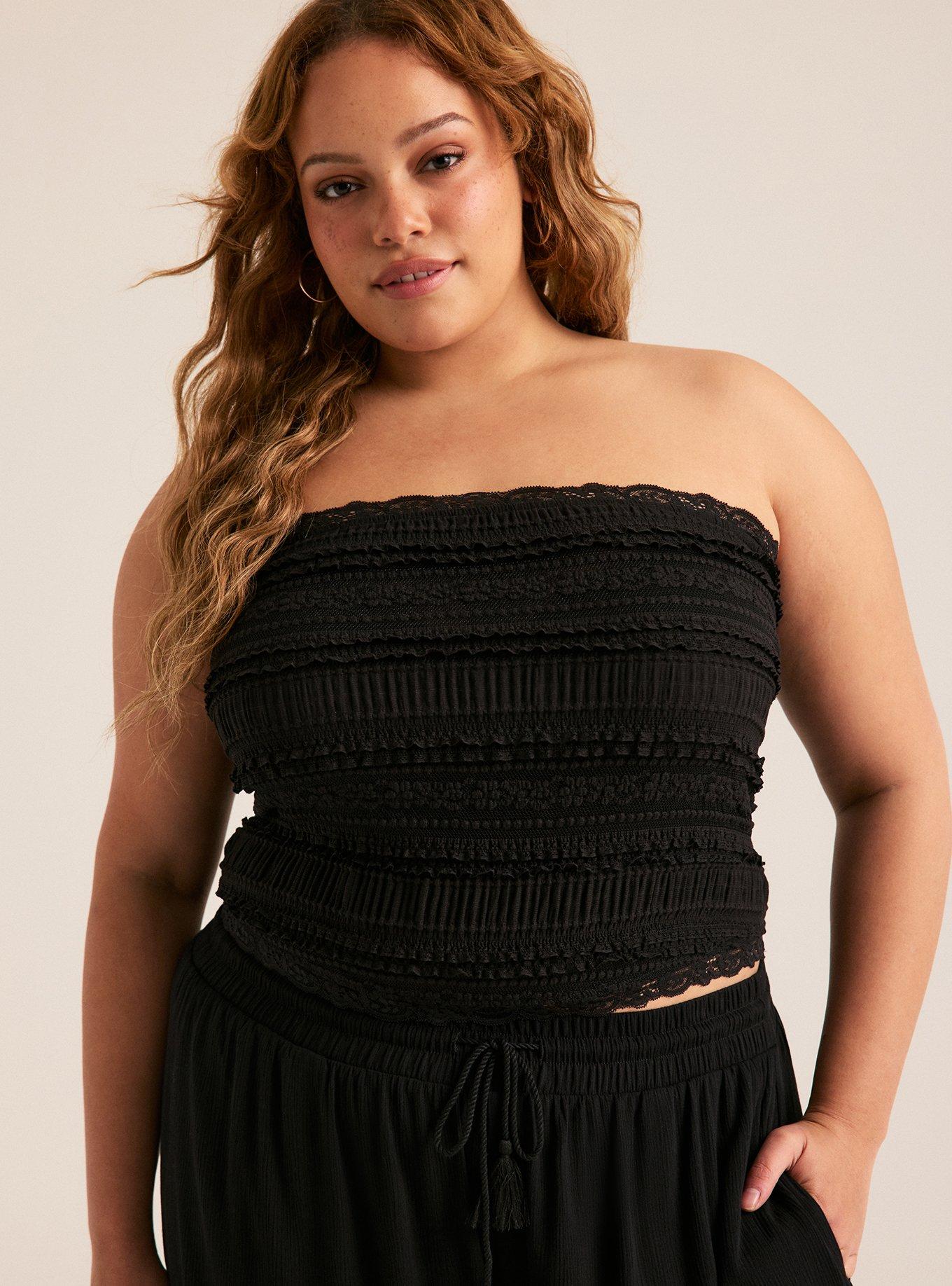 Festi Lace Tube Top, DEEP BLACK, alternate