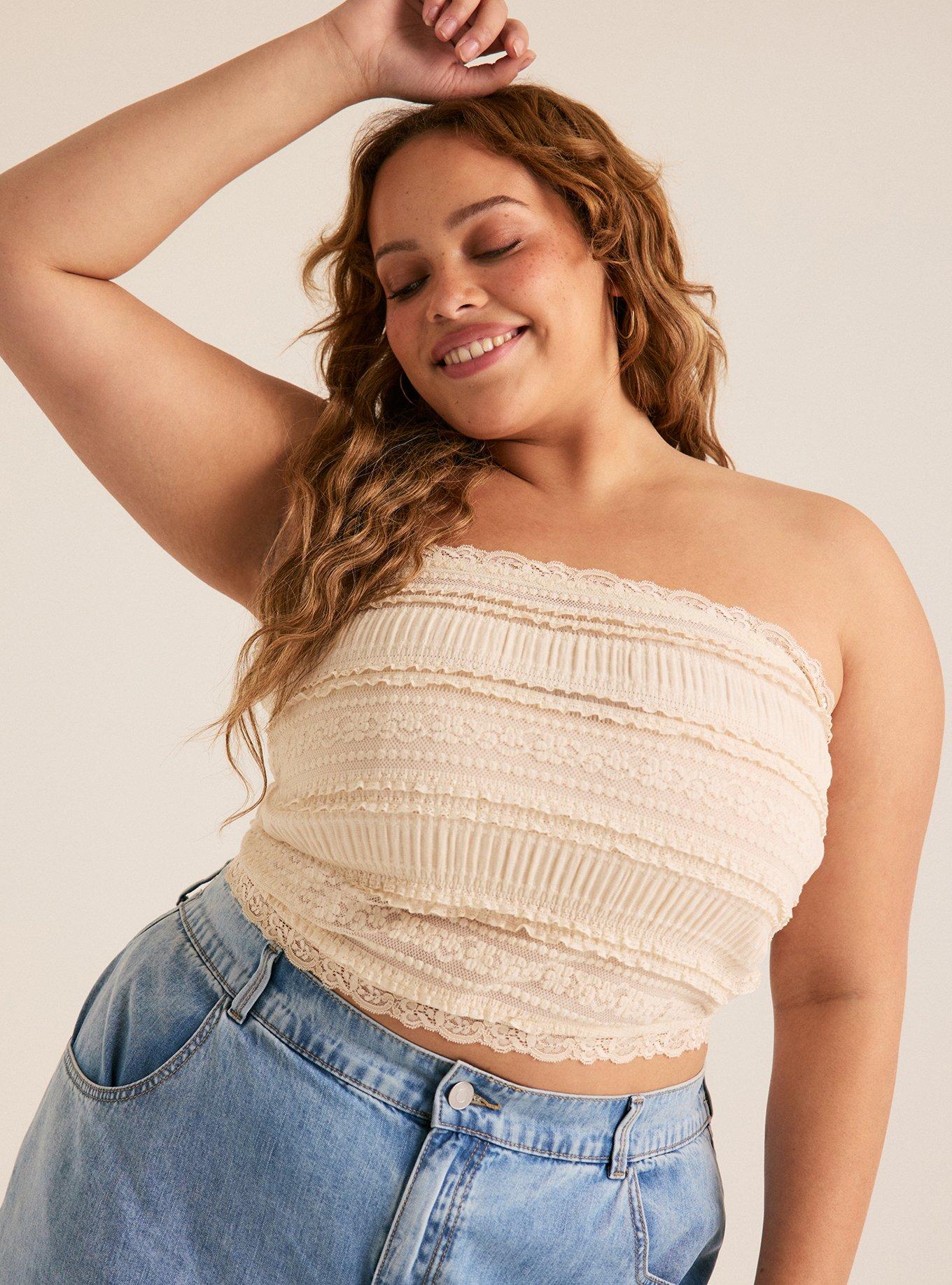 Festi Lace Tube Top, WHITE SWAN, alternate